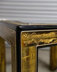 Mastercraft Acid Etched Brass and Ebonized Side Table