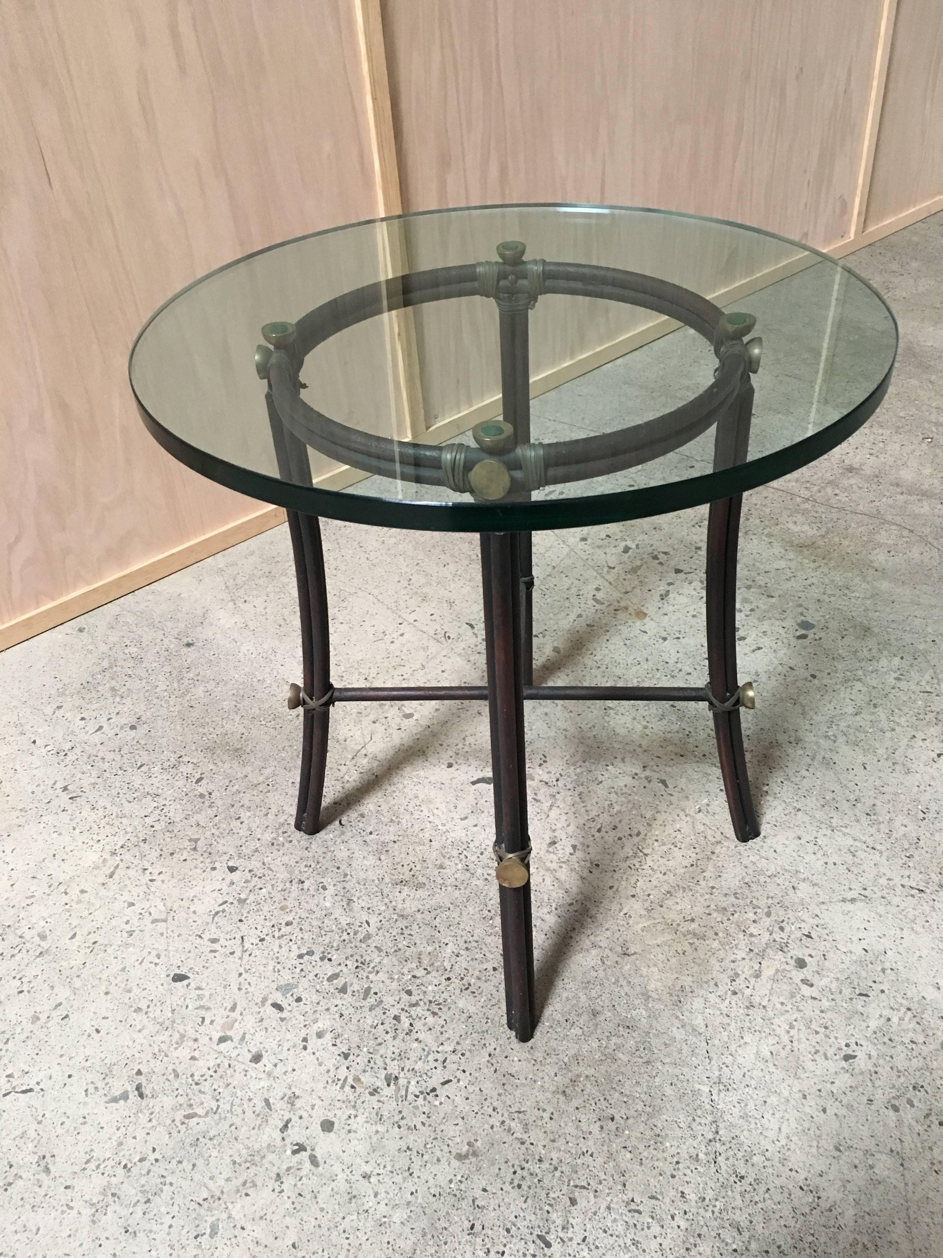 American Iron Glass Top Table
