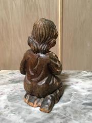 19th Century Hand-Carved Statue of Boy Playing Violin
