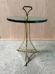 Mid-Century Brass and Glass End Table