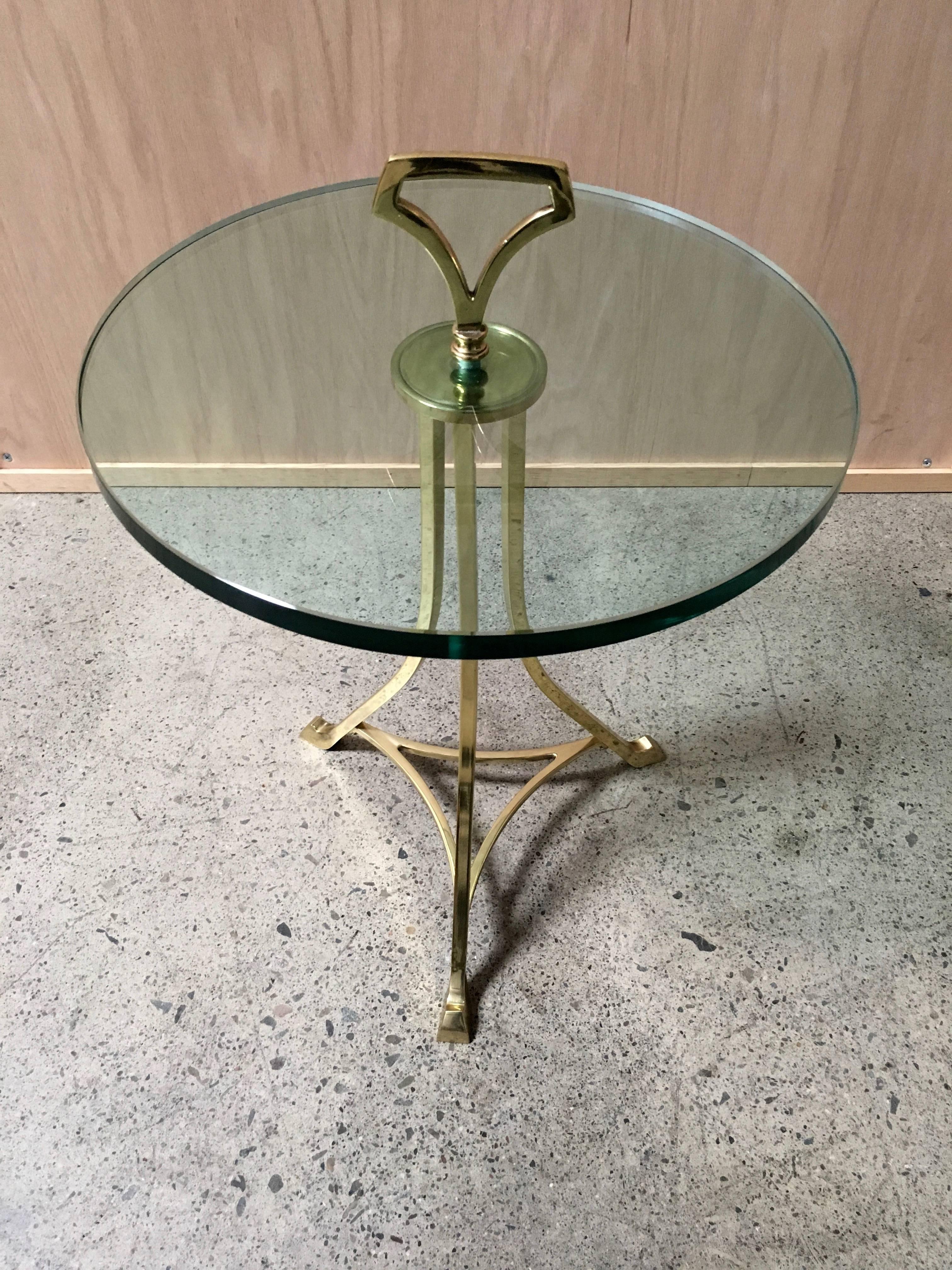 Mid-Century Brass and Glass End Table For Sale 2