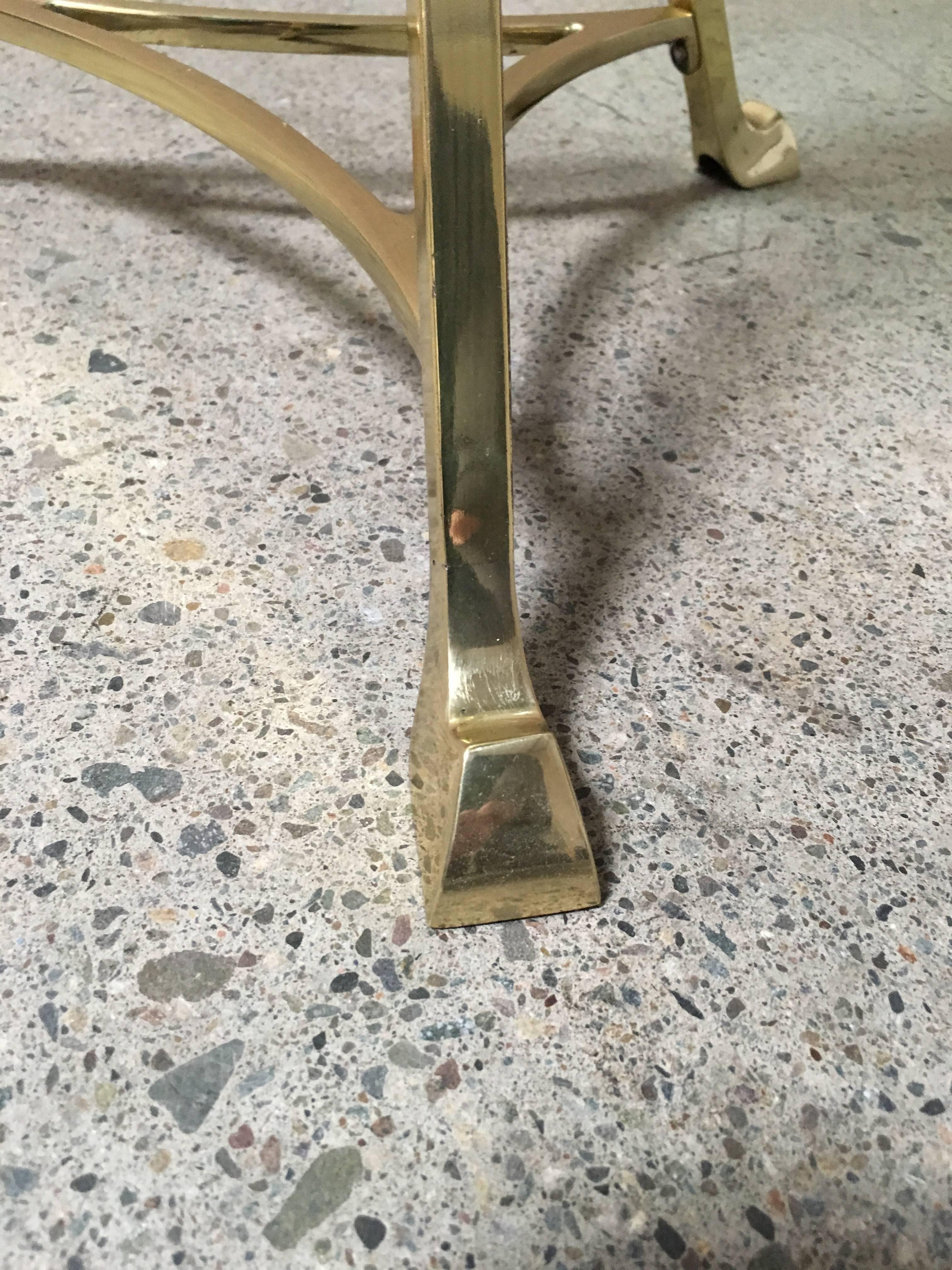 20th Century Mid-Century Brass and Glass End Table For Sale