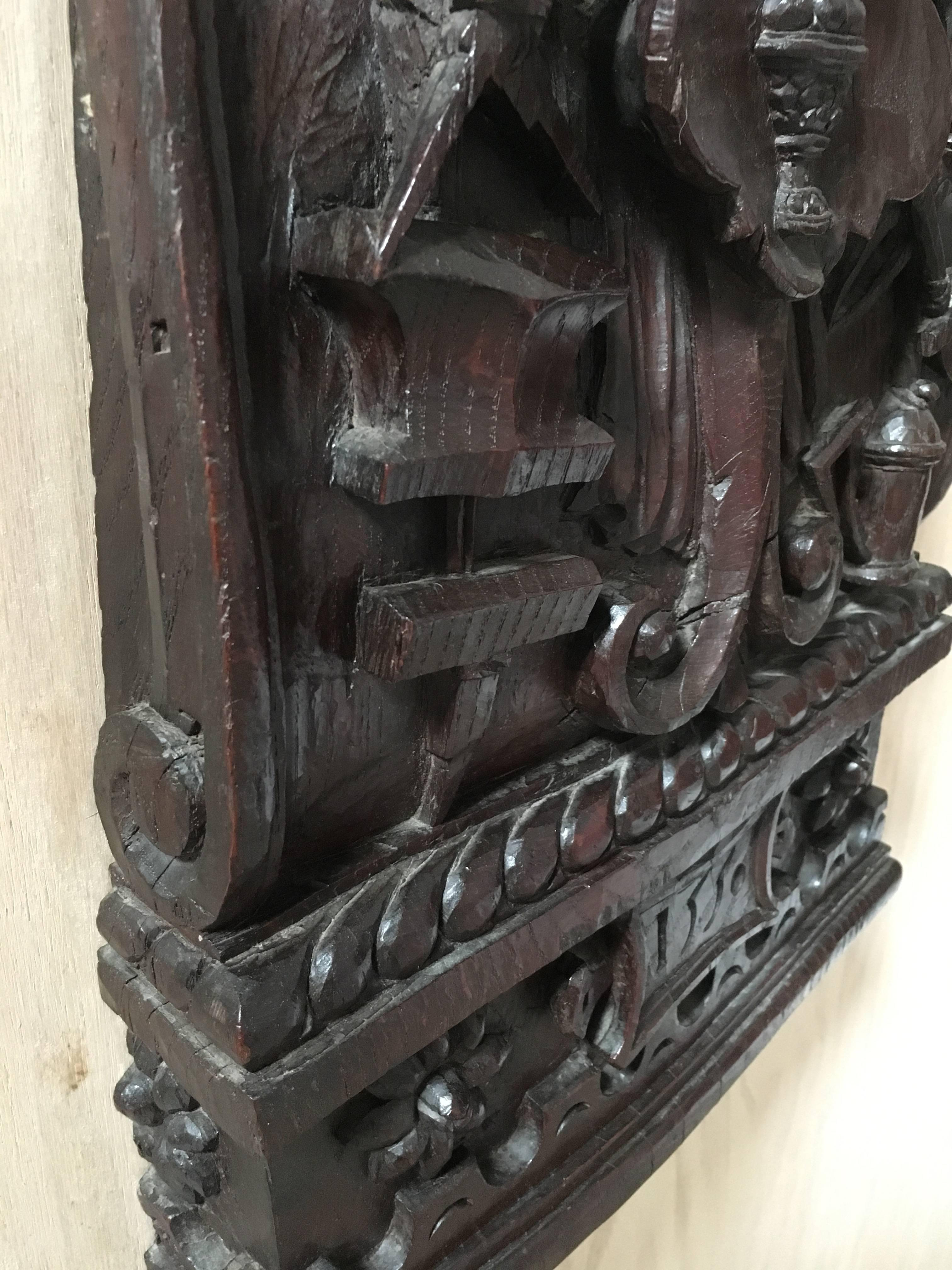 16th Century Hand-Carved Panel from France In Good Condition In Denton, TX
