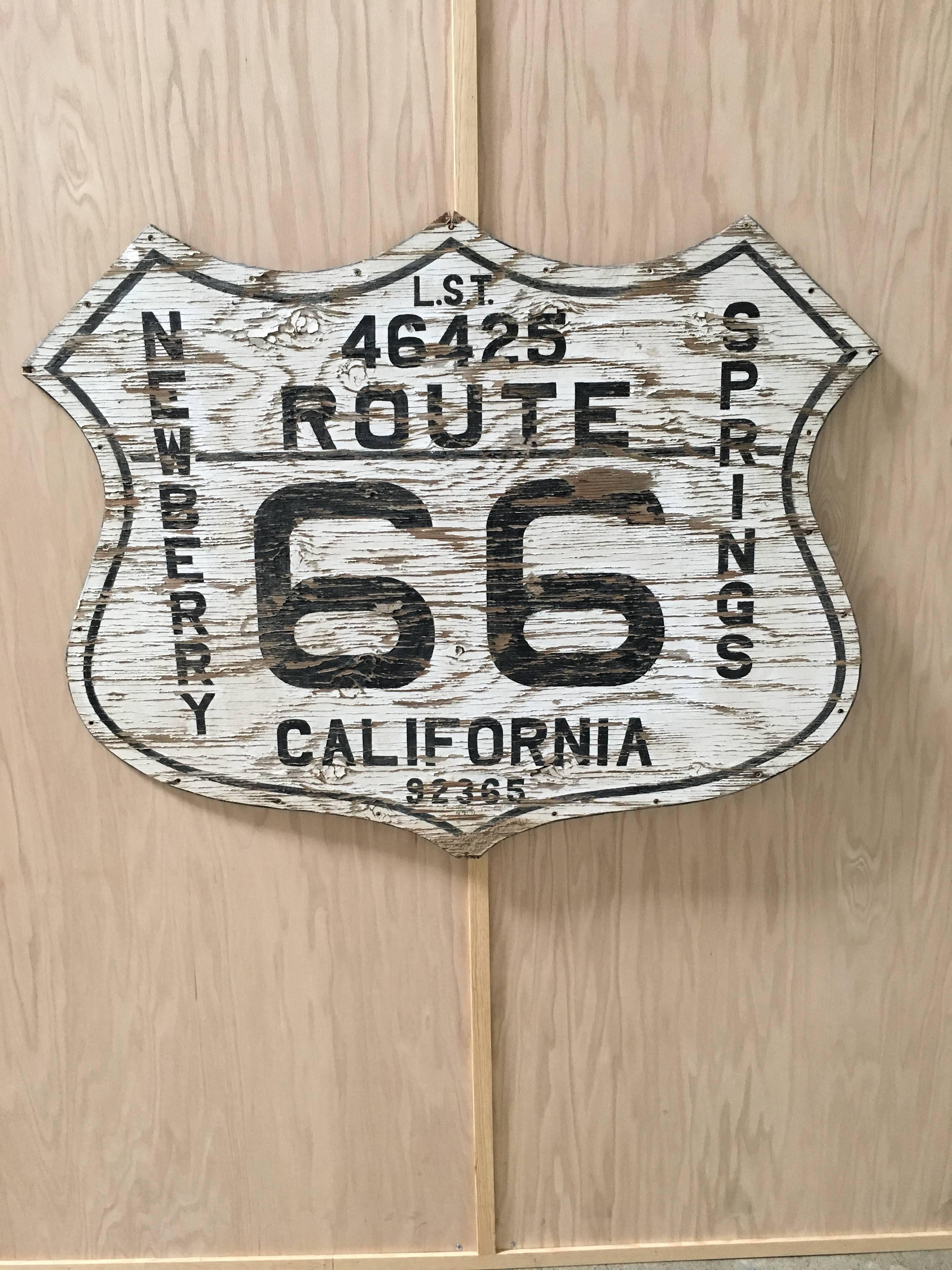 American Hand-Painted Folk Art Route 66 Sign