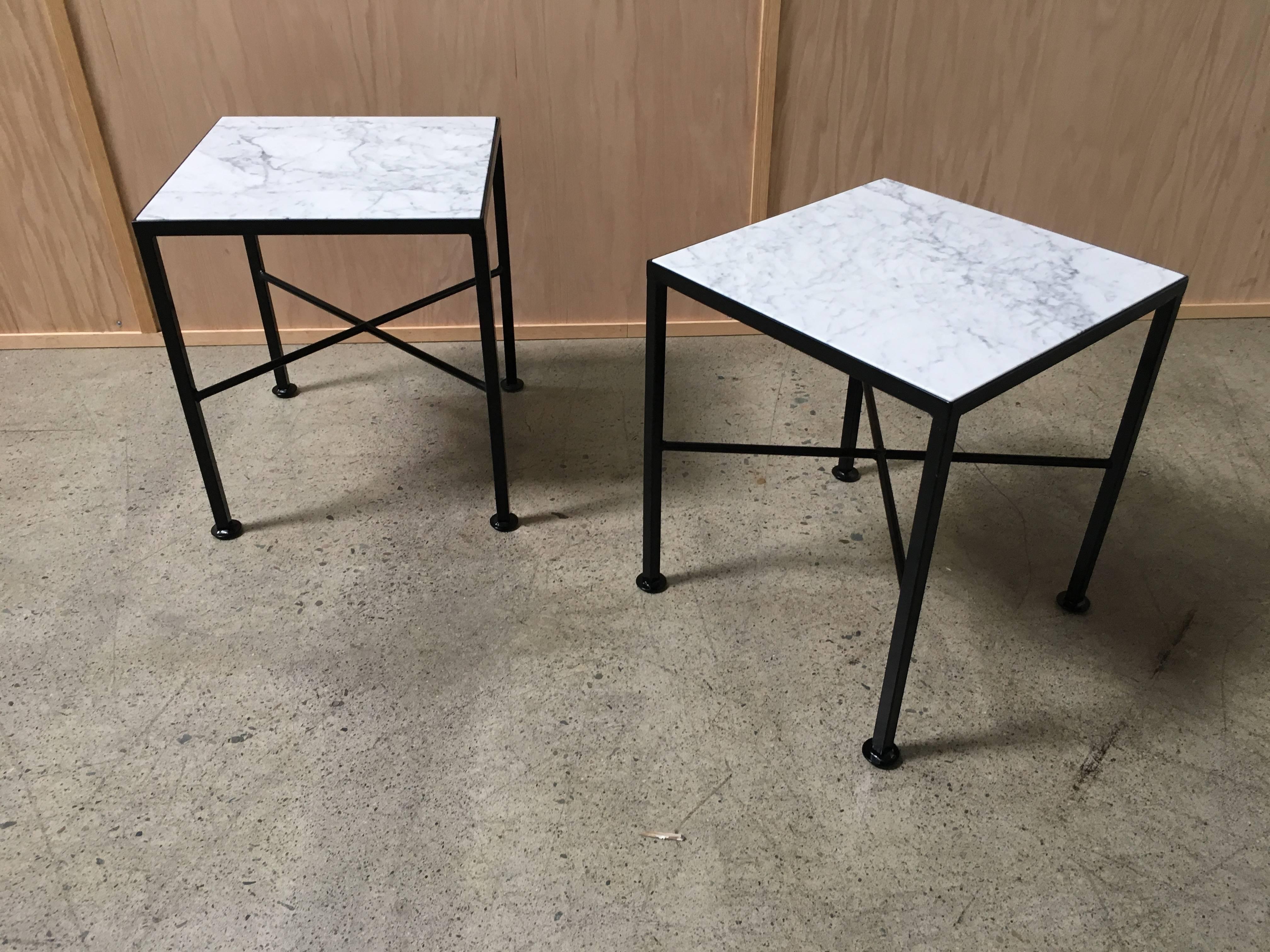 20th Century Pair of Modernist End Tables with X Base