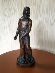 19th Century Hand¬-Carved Statue of a Woman