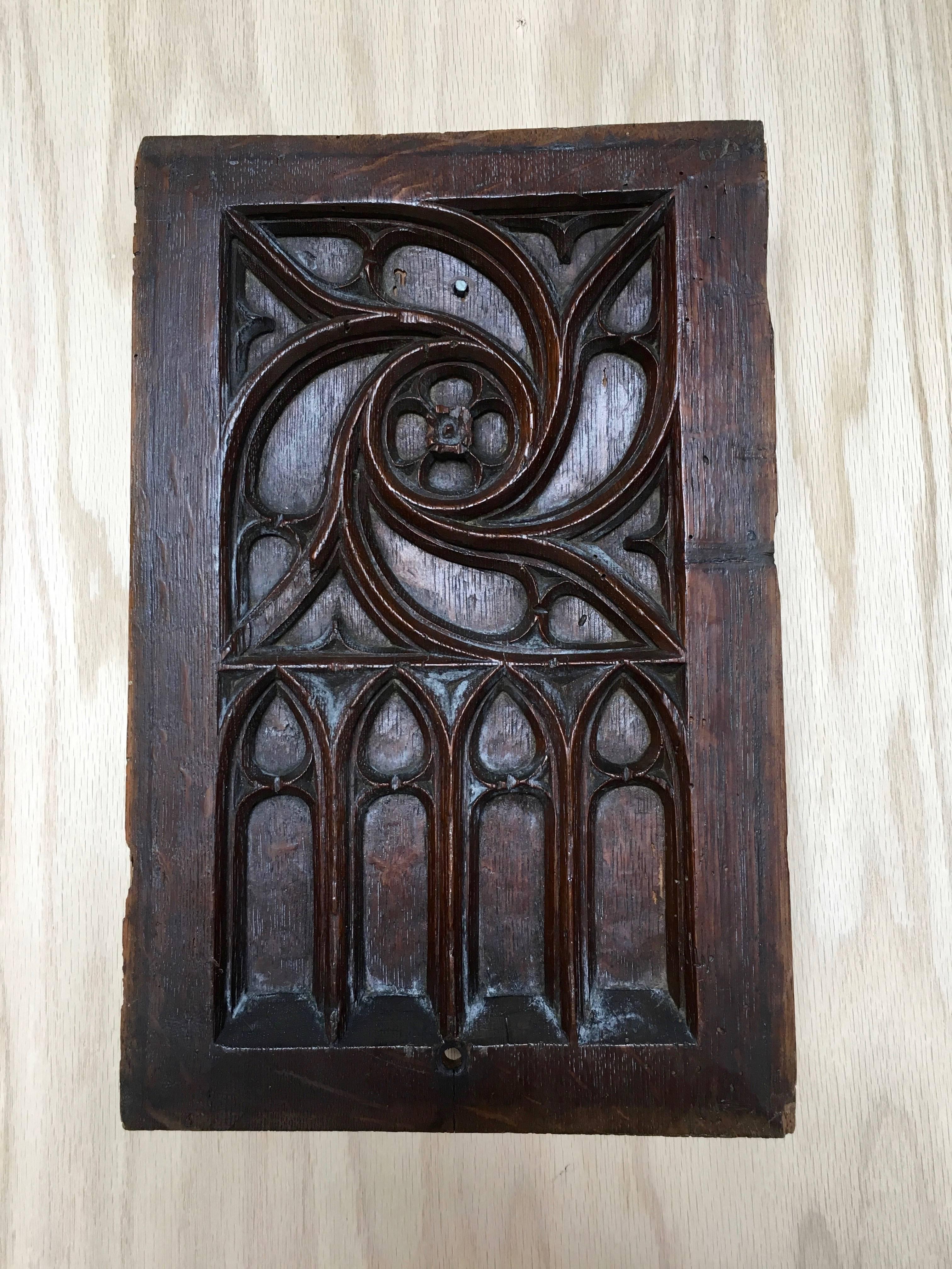 Antique 19th century Gothic Revival decorative panel.