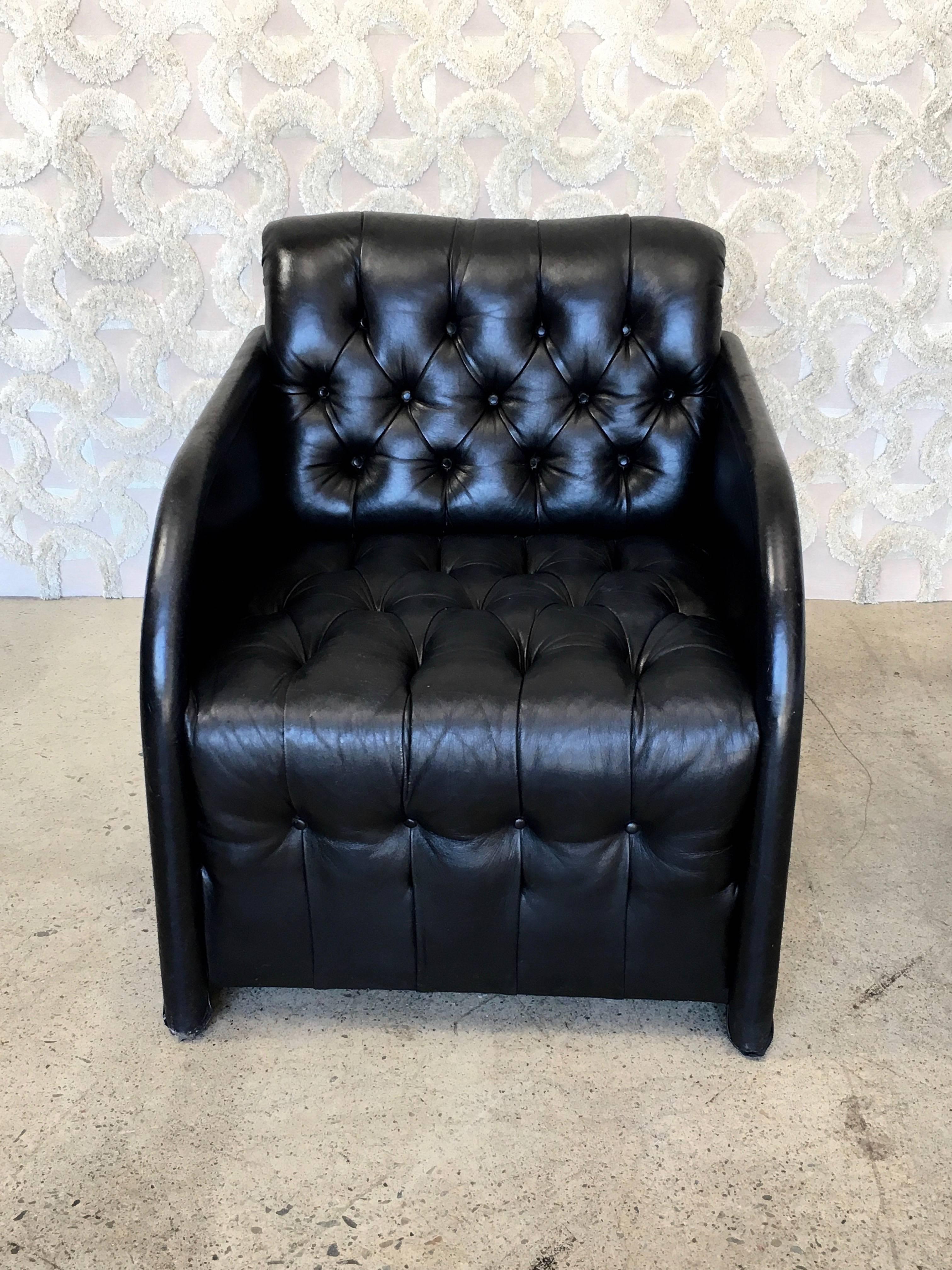 Modernist leather club chair, Art Deco style lounge chair.