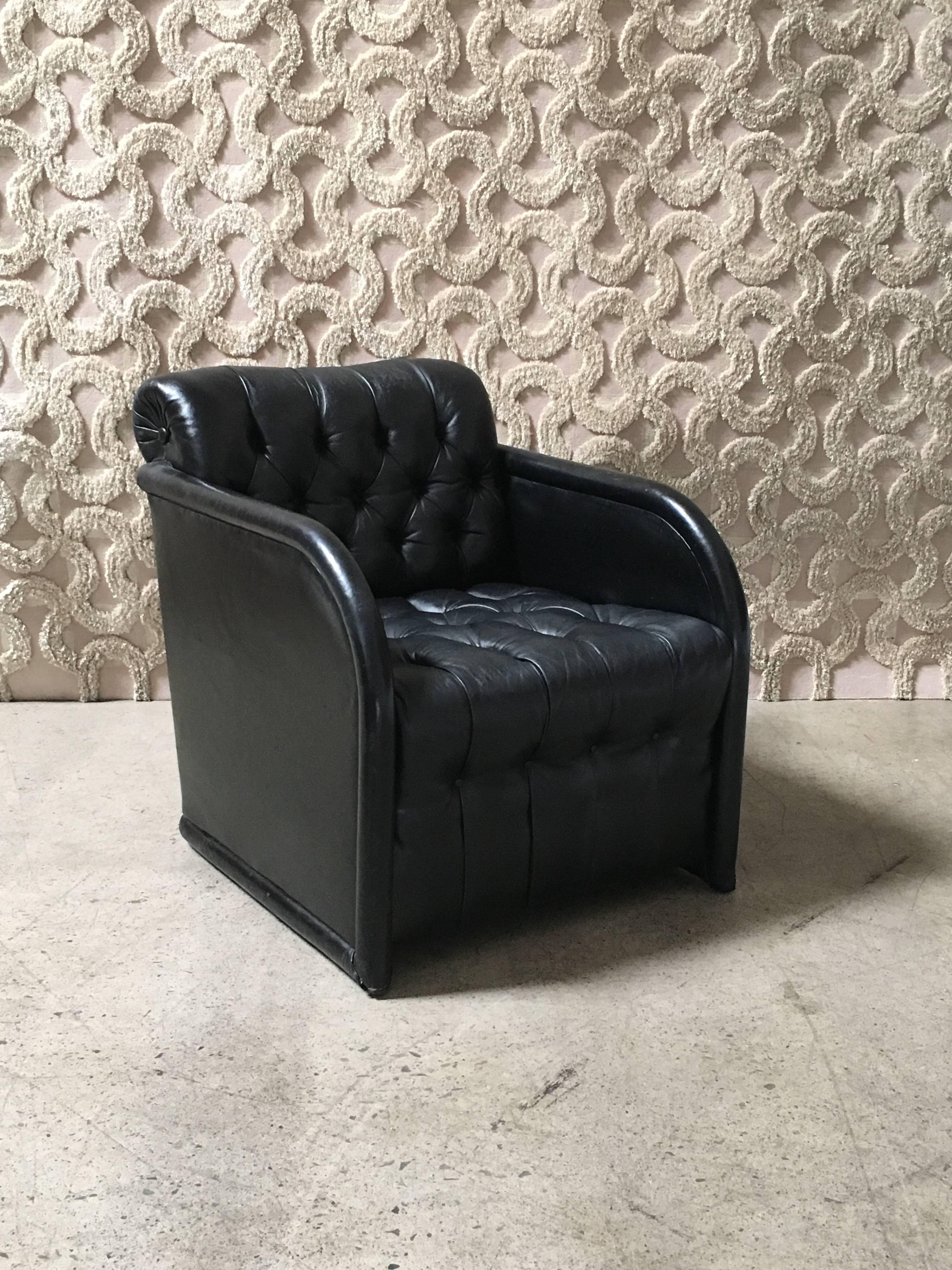 Modernist Leather Club Chair In Good Condition In Denton, TX