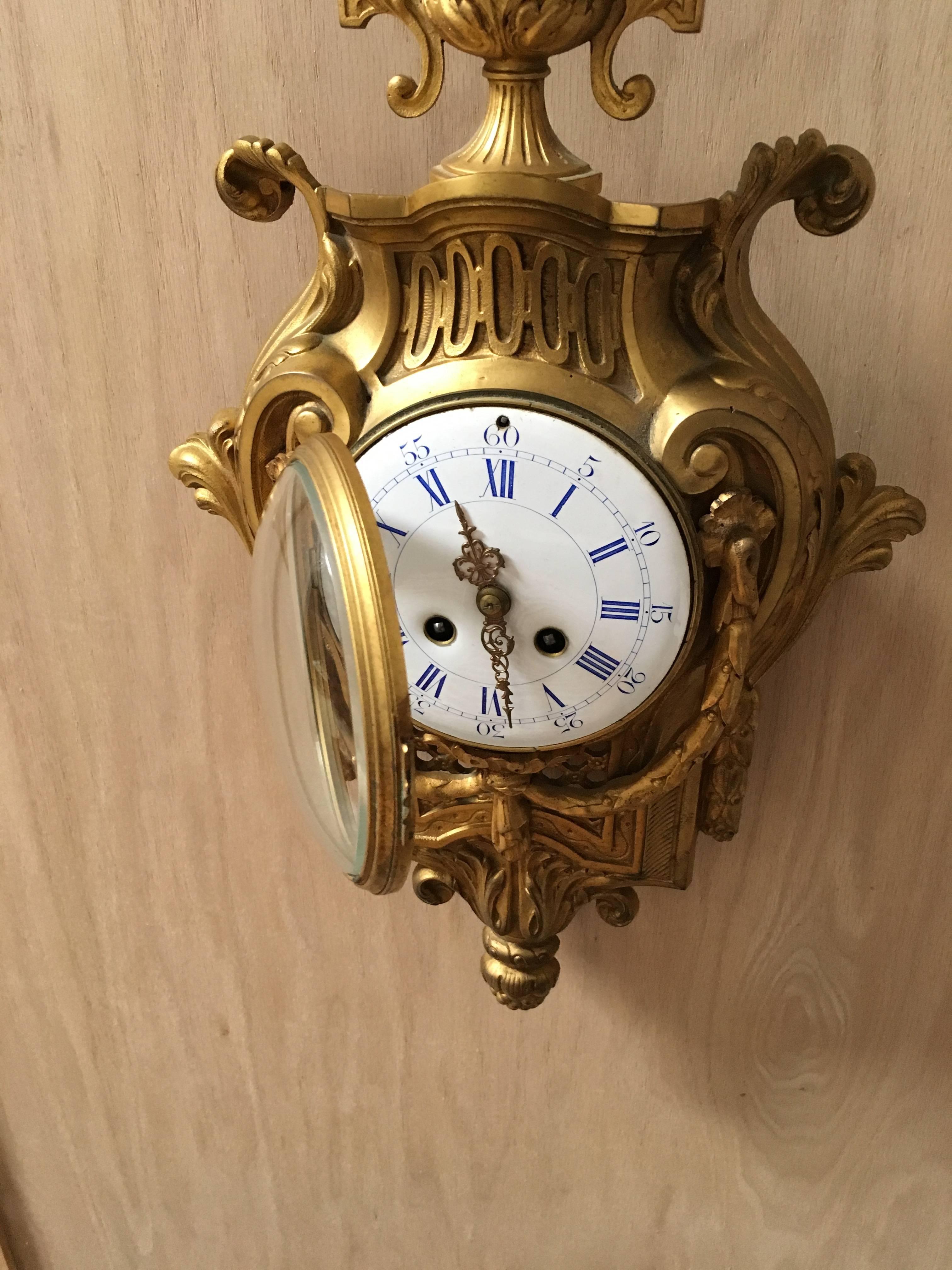 Cast Antique 19th Century Bronze Cartel Clock