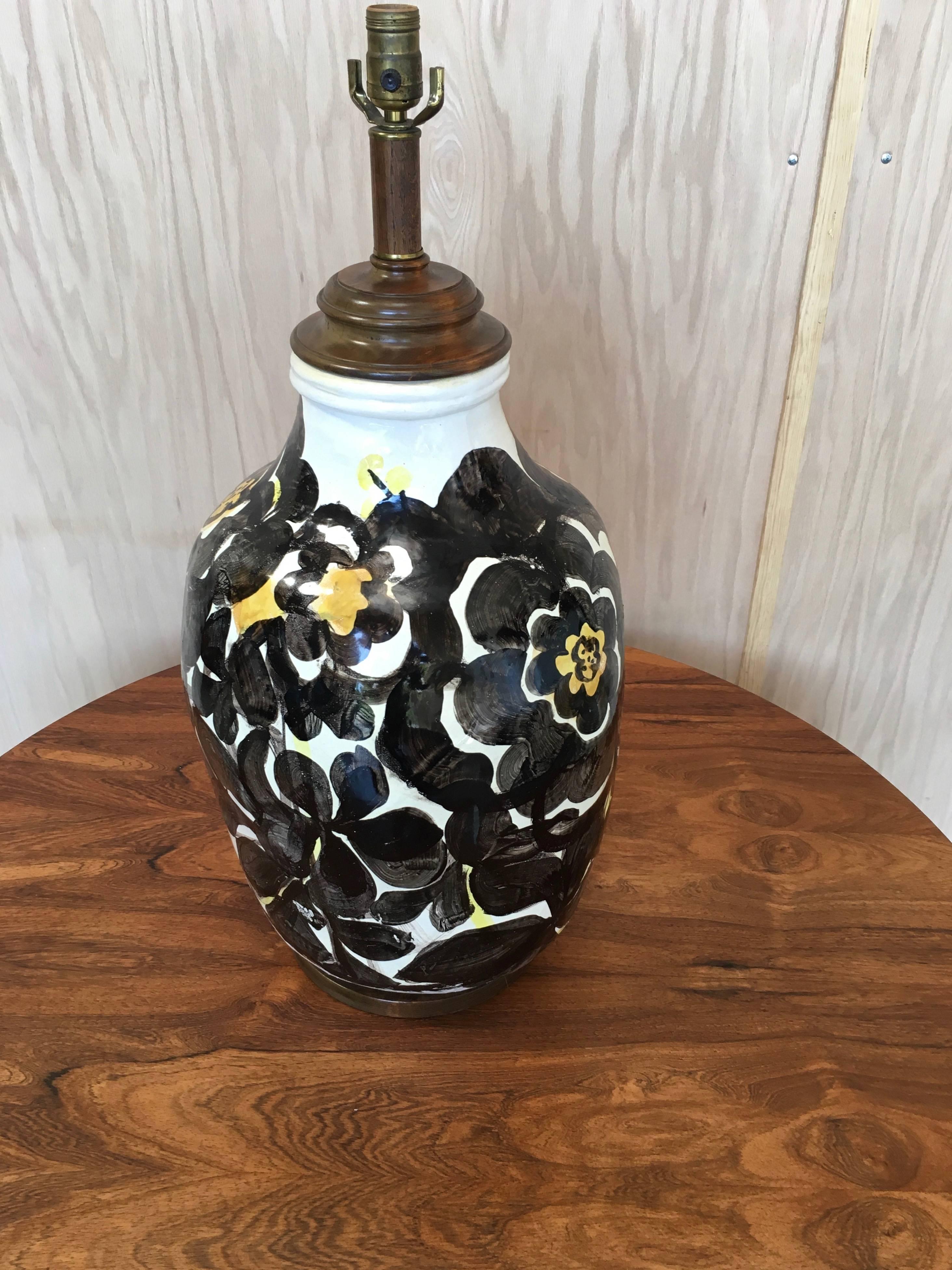Italian ceramic floral lamp.