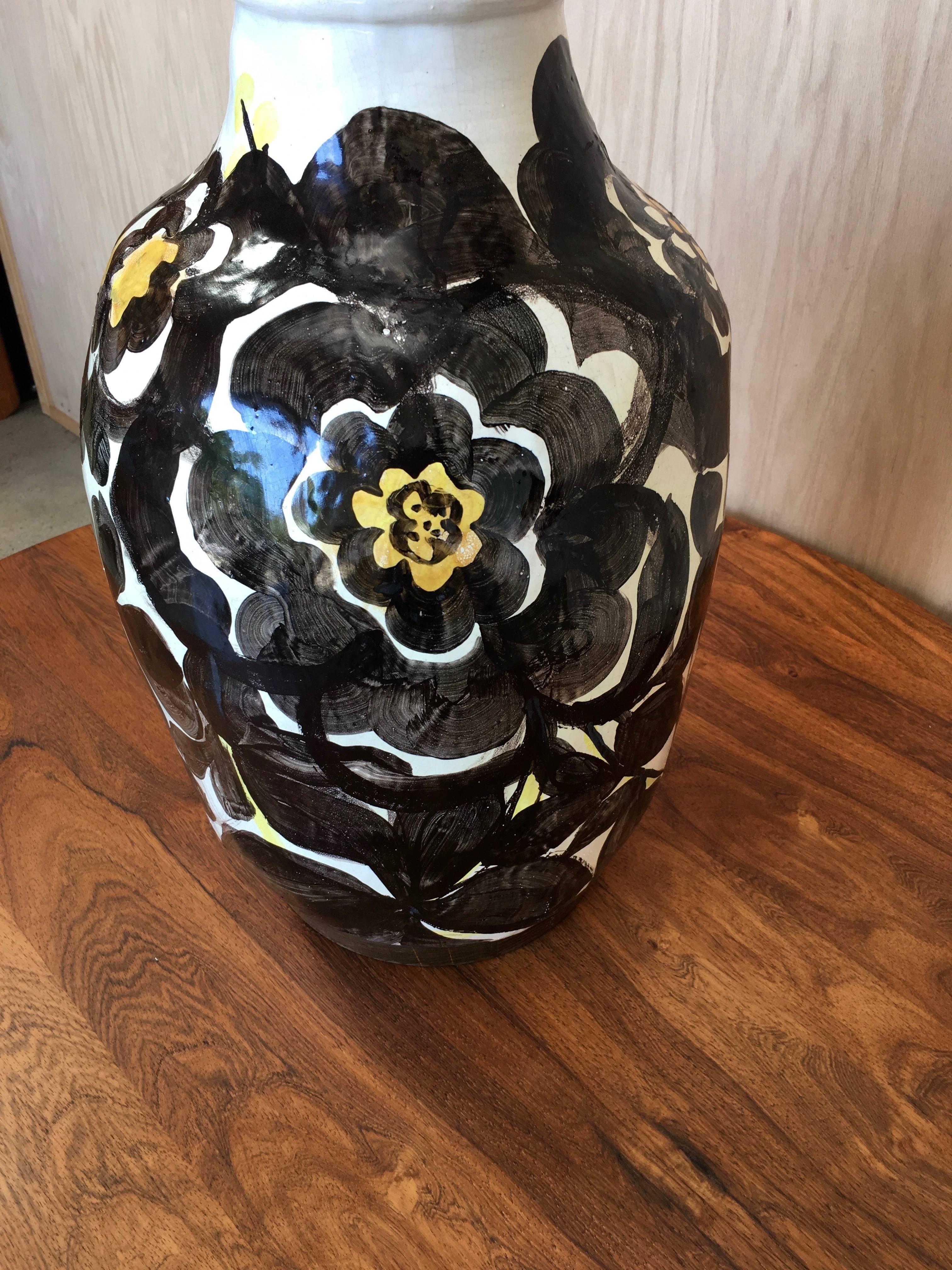 20th Century Italian Ceramic Floral Lamp