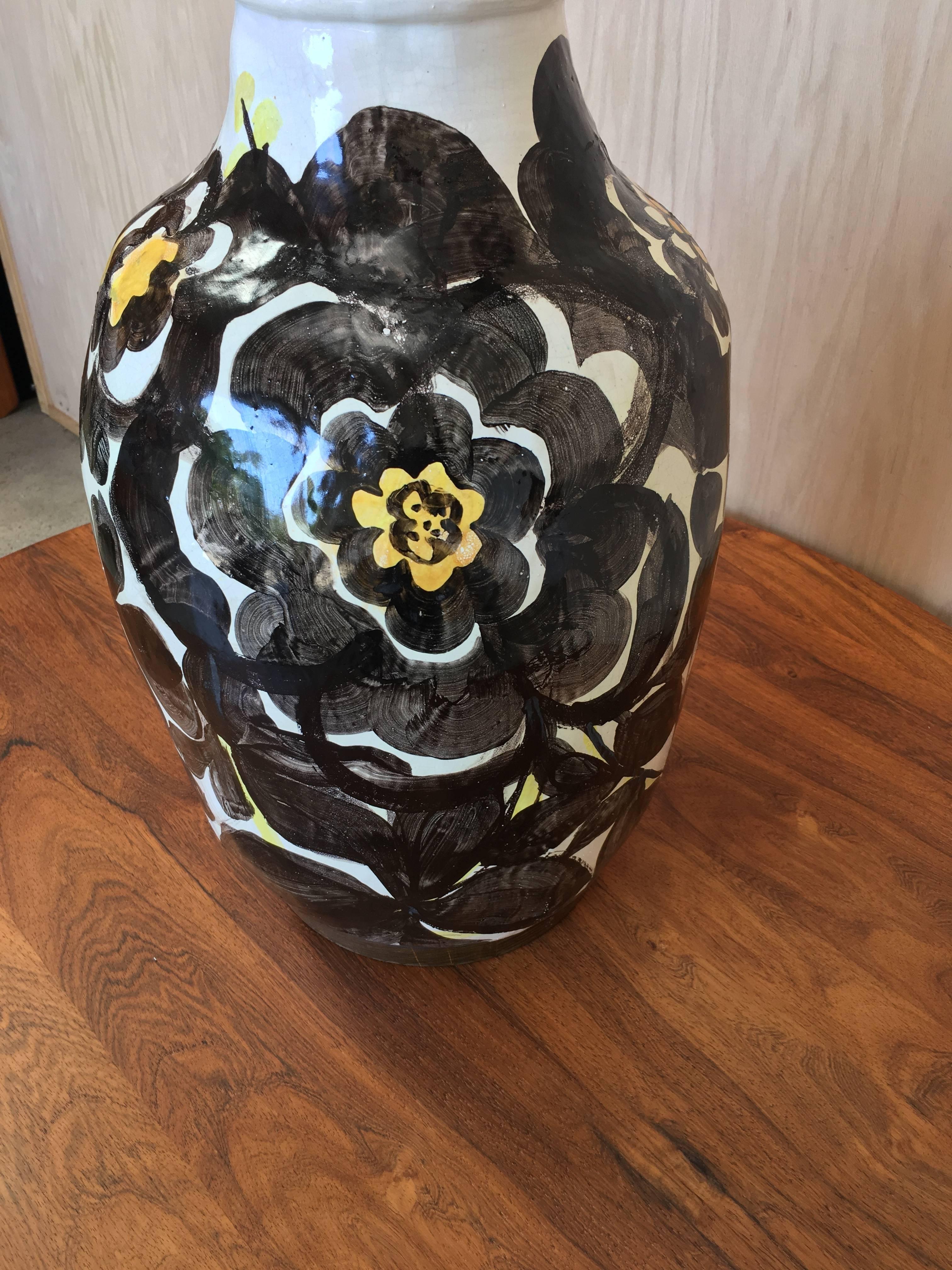Mid-Century Modern Italian Ceramic Floral Lamp