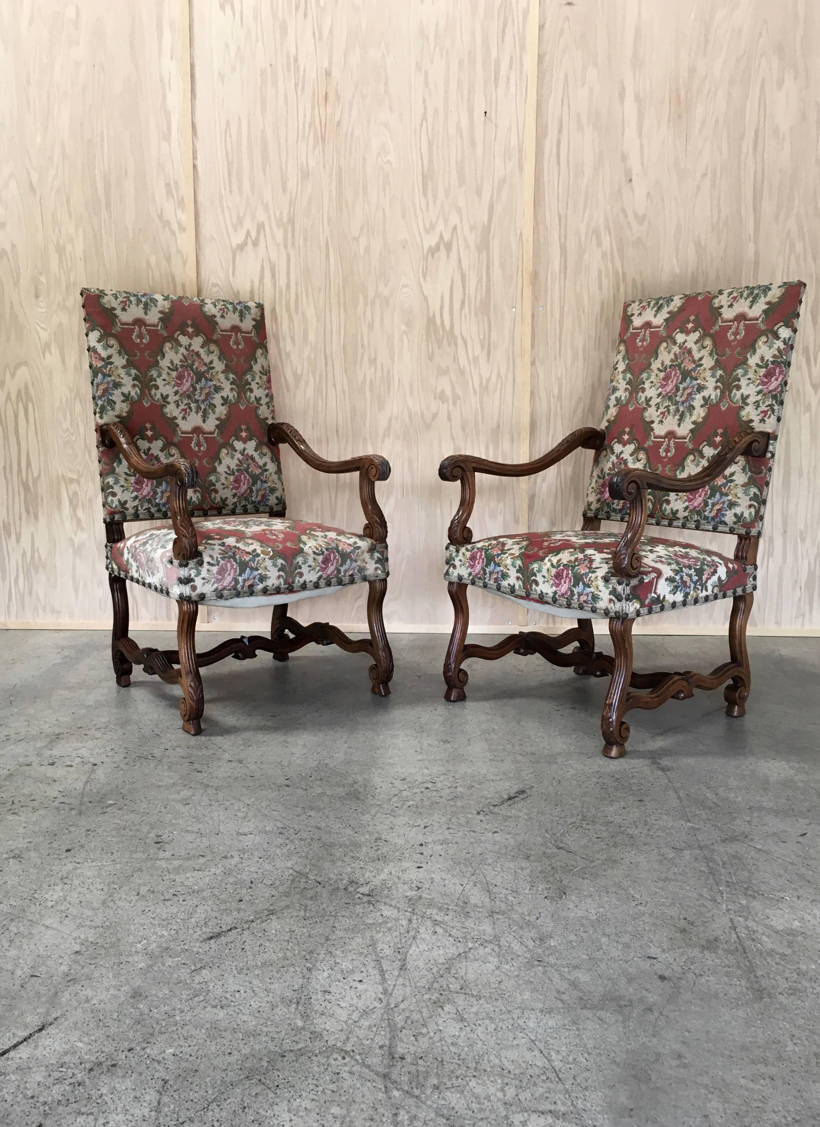 French 19th Century Pair of Louis XIV Style Armchairs 
