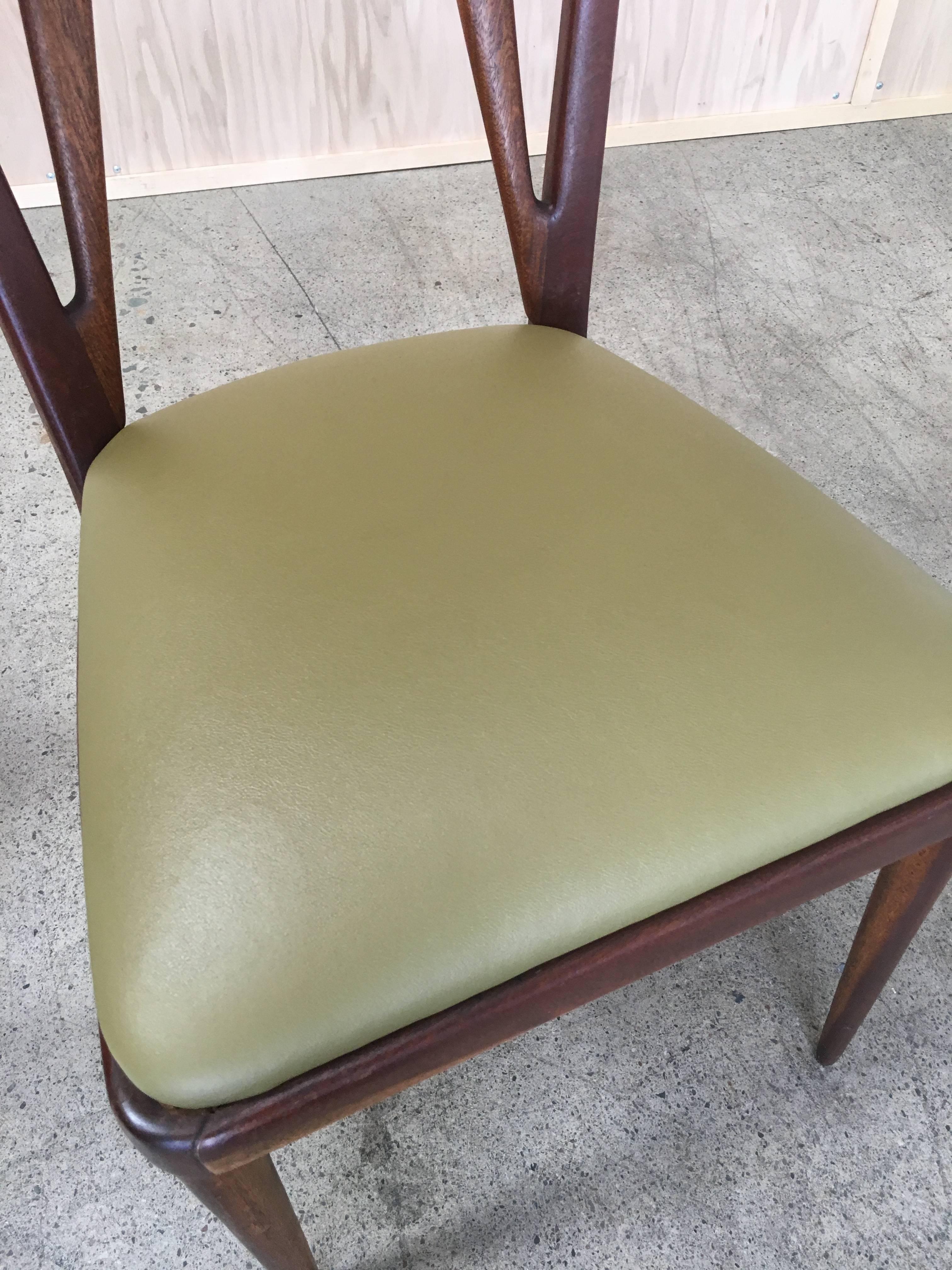 Leather Italian Mid-Century Side Chairs 