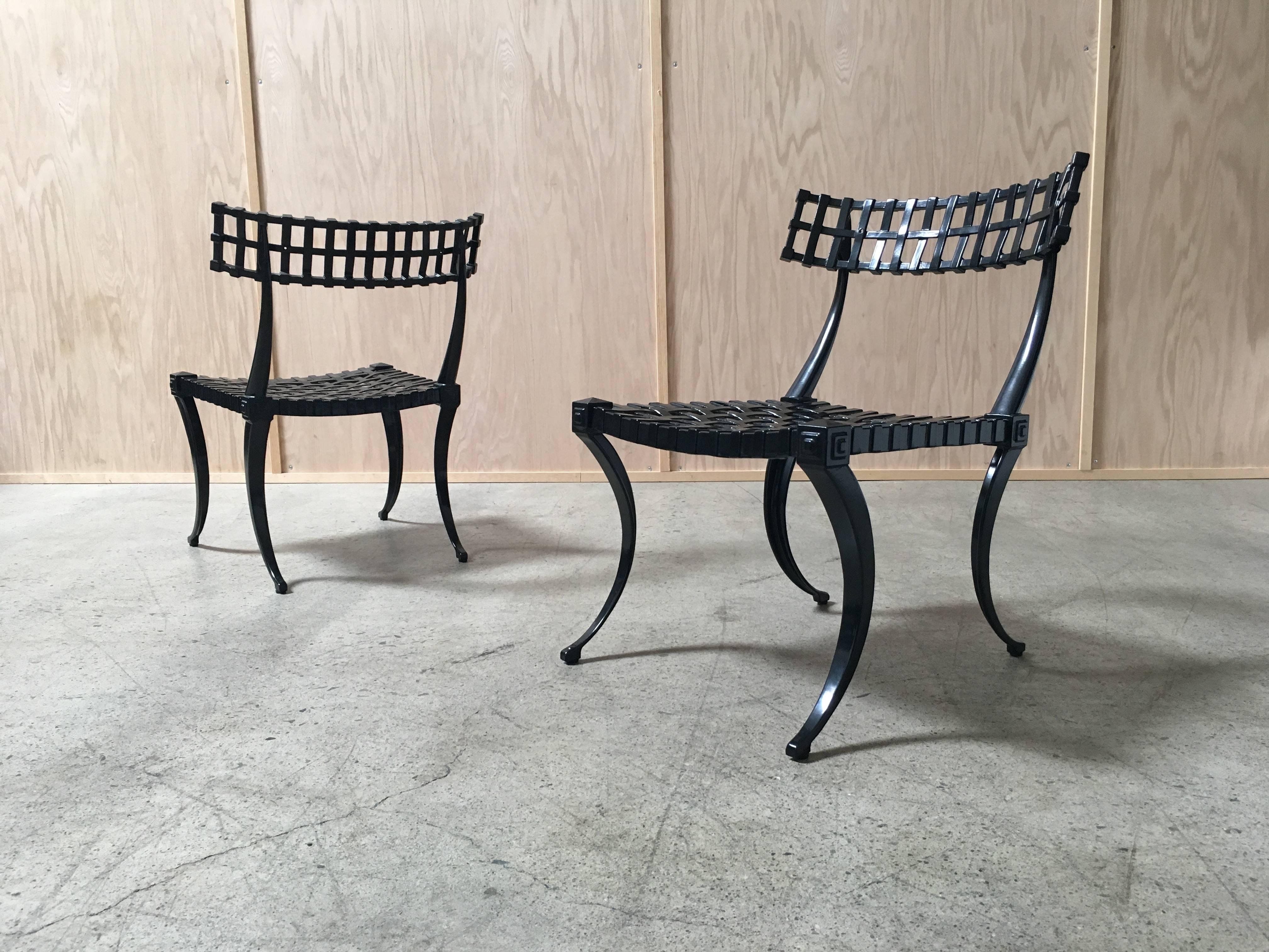 Mid-Century Modern Pair of Klismos Cast Aluminium Chairs by Thinline