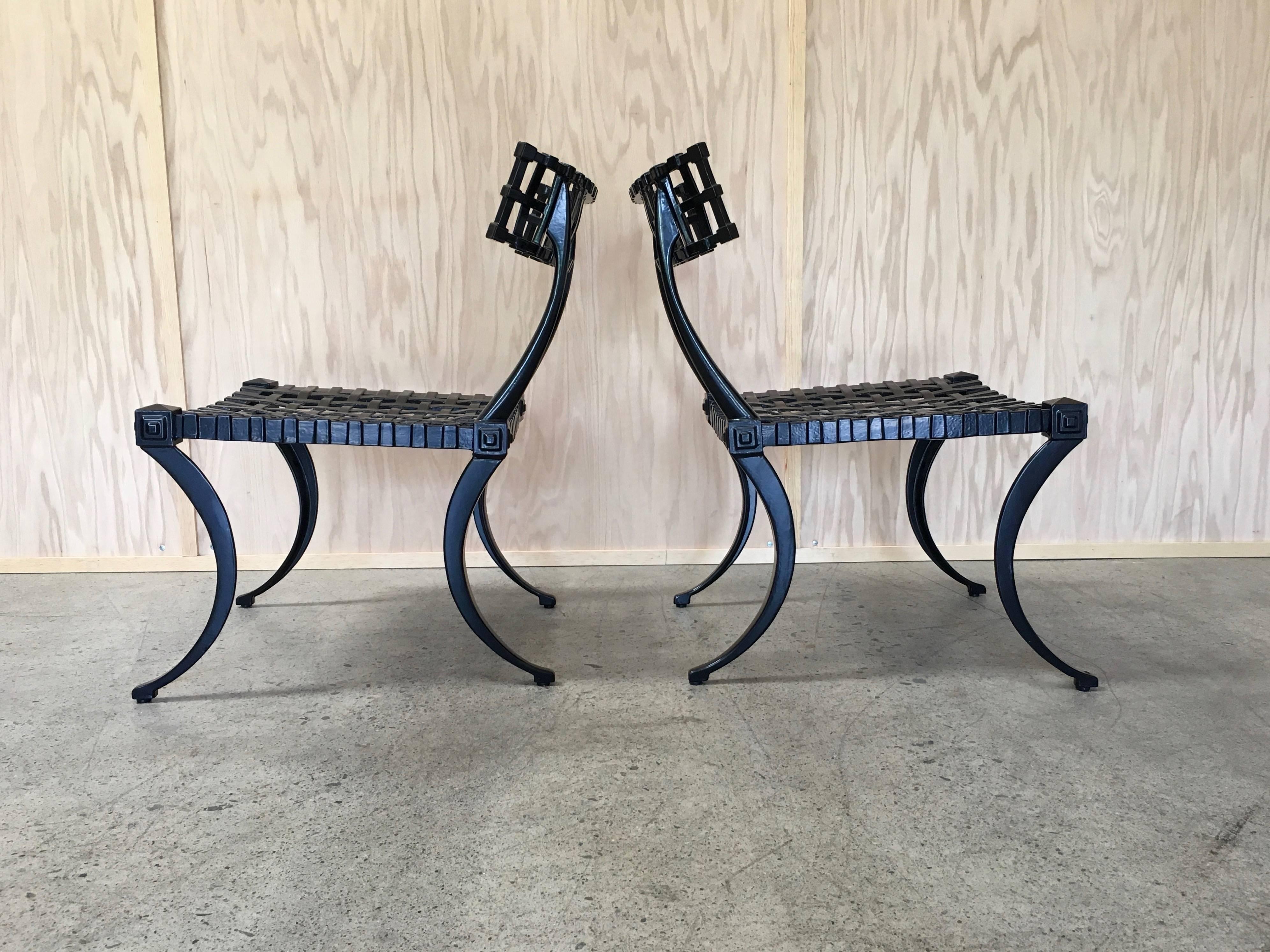 American Pair of Klismos Cast Aluminium Chairs by Thinline