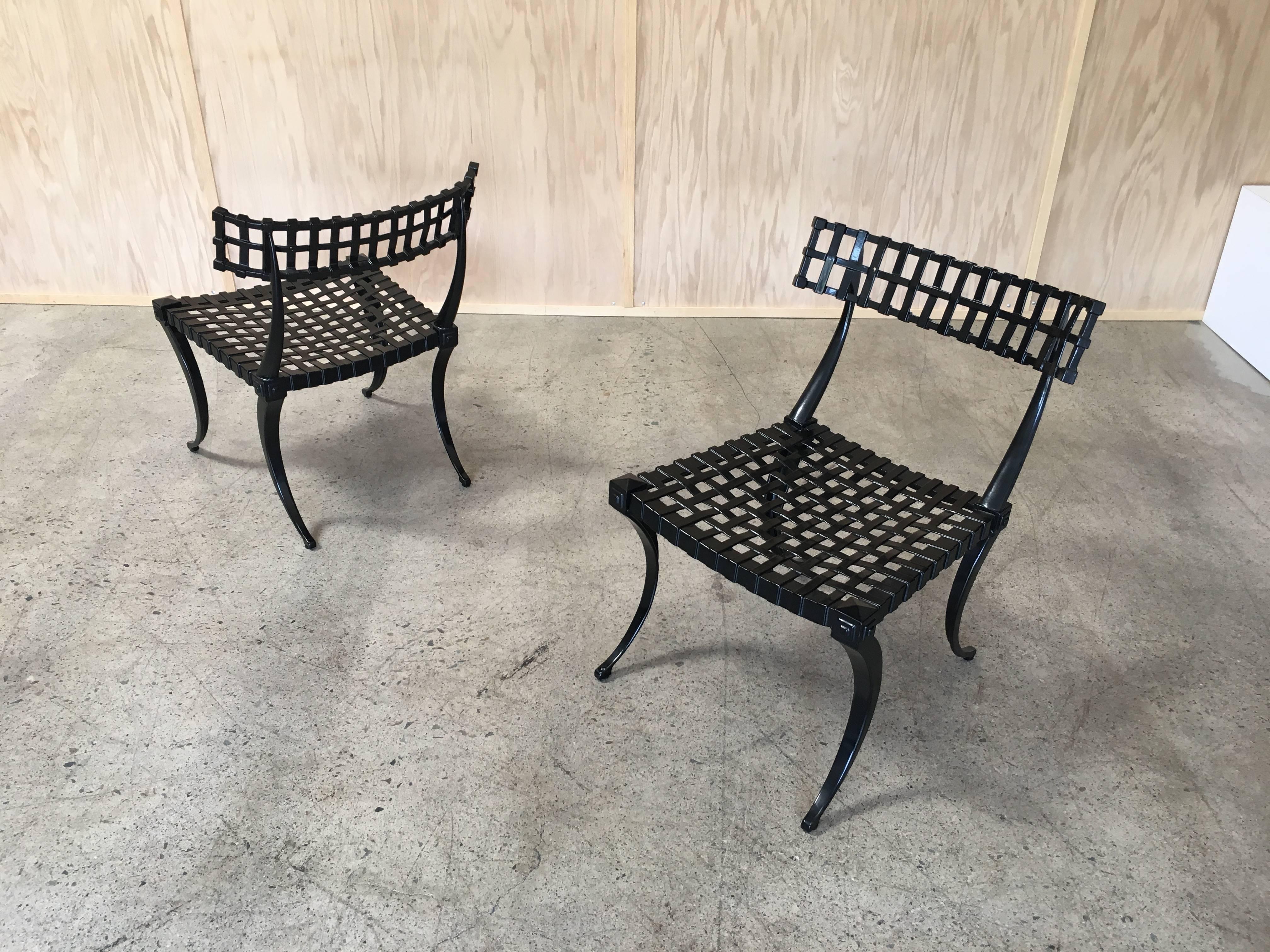 Aluminum Pair of Klismos Cast Aluminium Chairs by Thinline