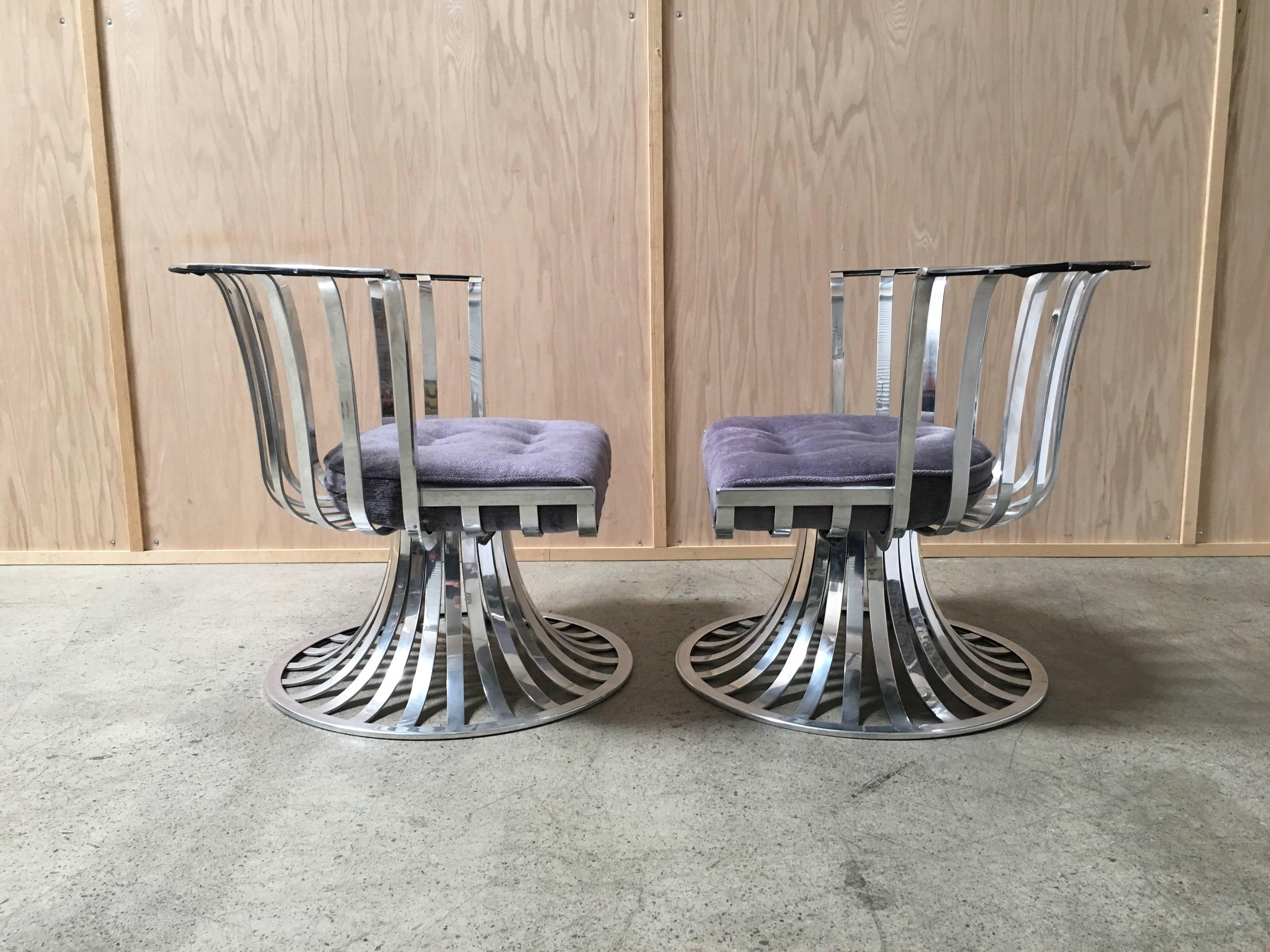 Pair of woodard aluminium spoke chairs.