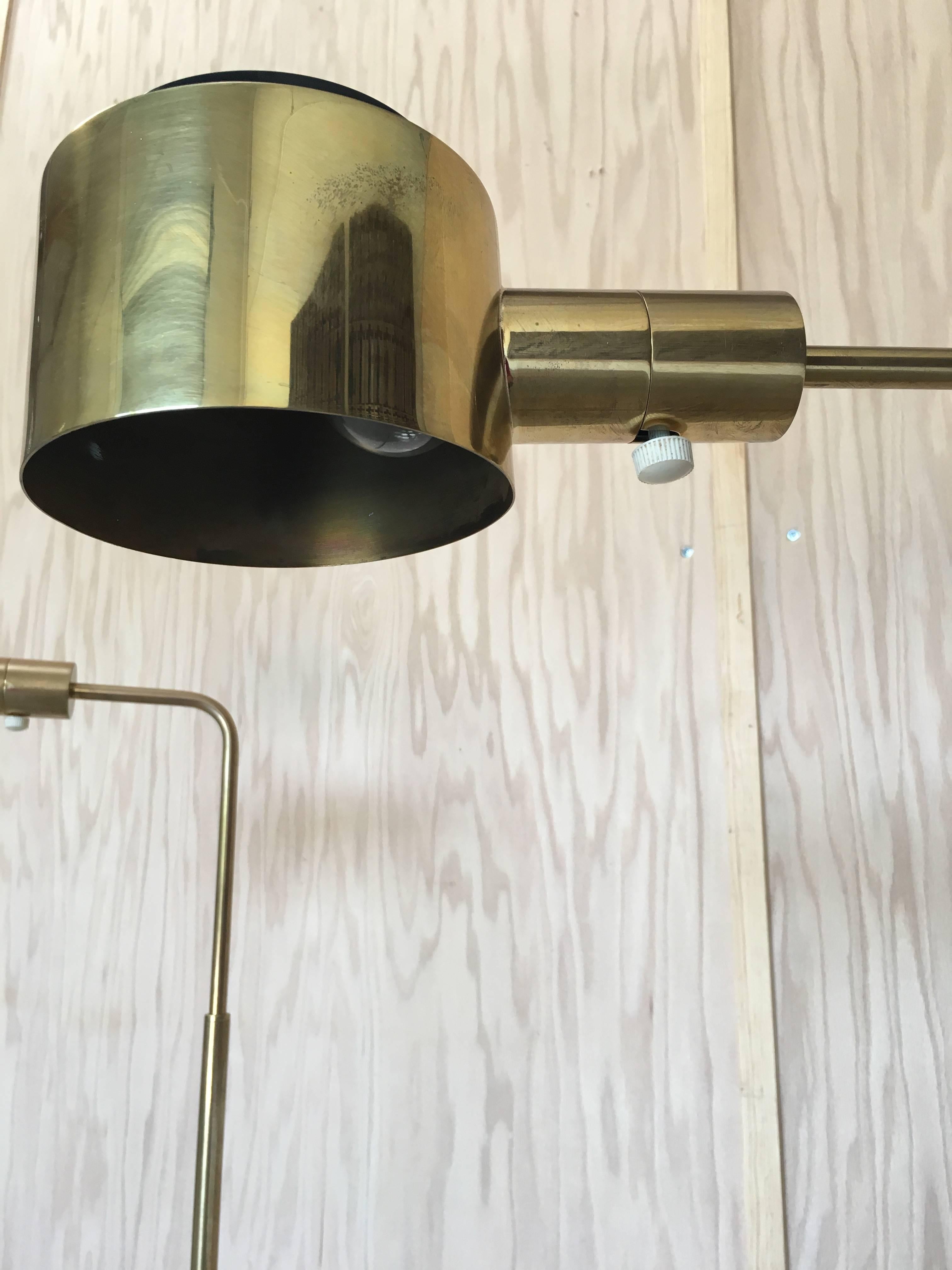 Mid-Century Modern  Casella Brass Adjustable Floor Lamp