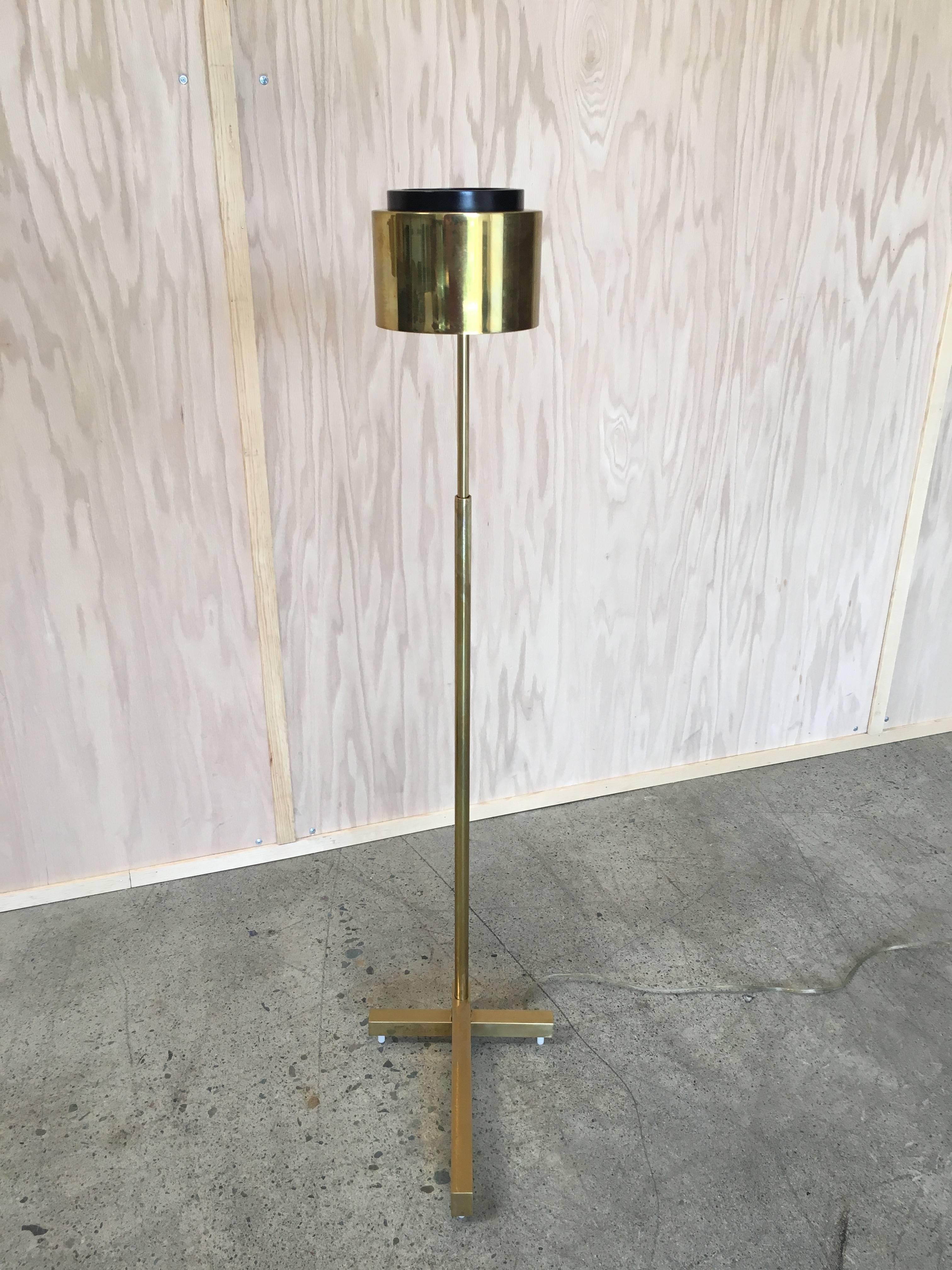 20th Century  Casella Brass Adjustable Floor Lamp