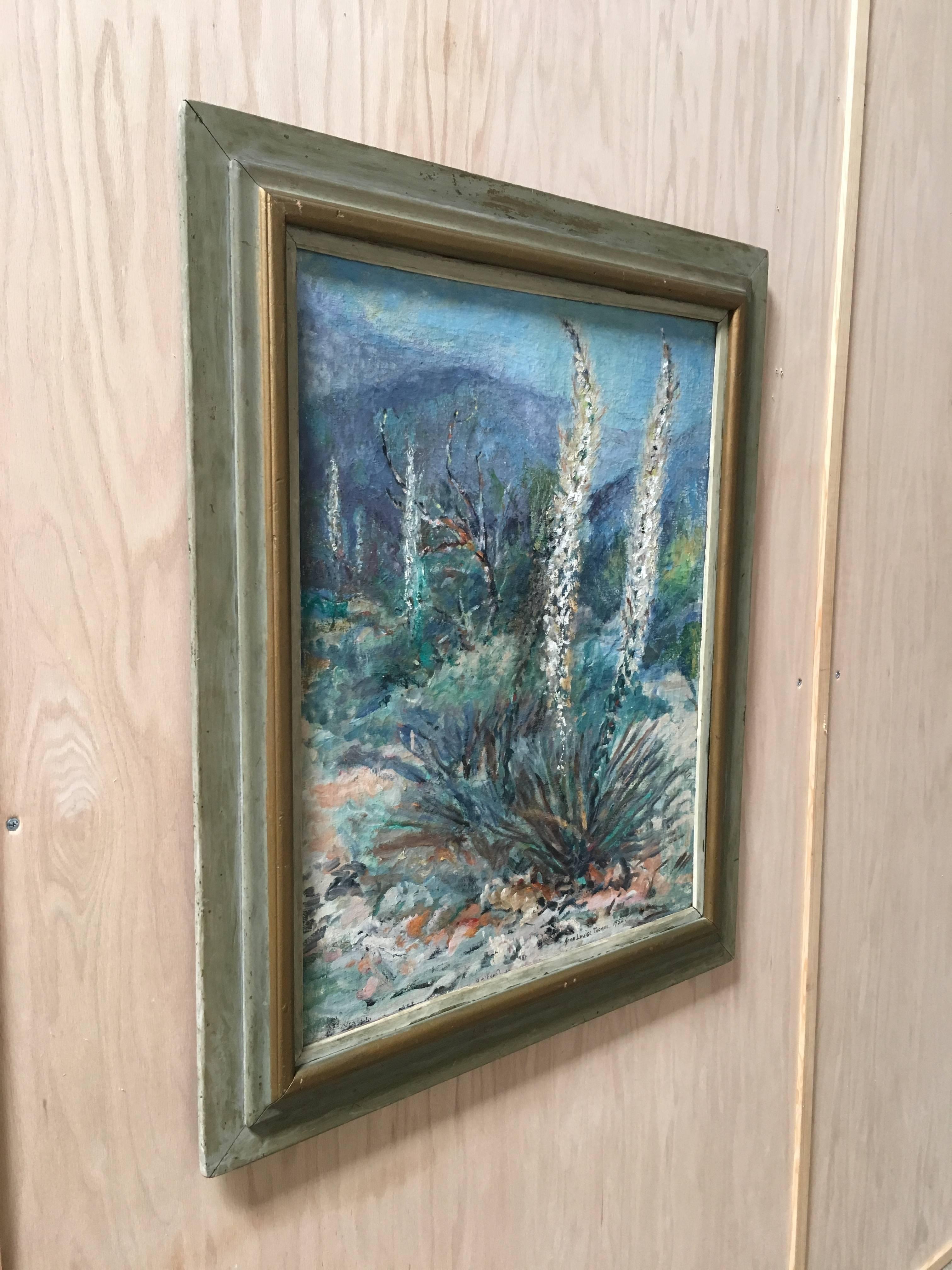 Yucca valley oil on canvas painting by Anna Louise Thorne, 1952.