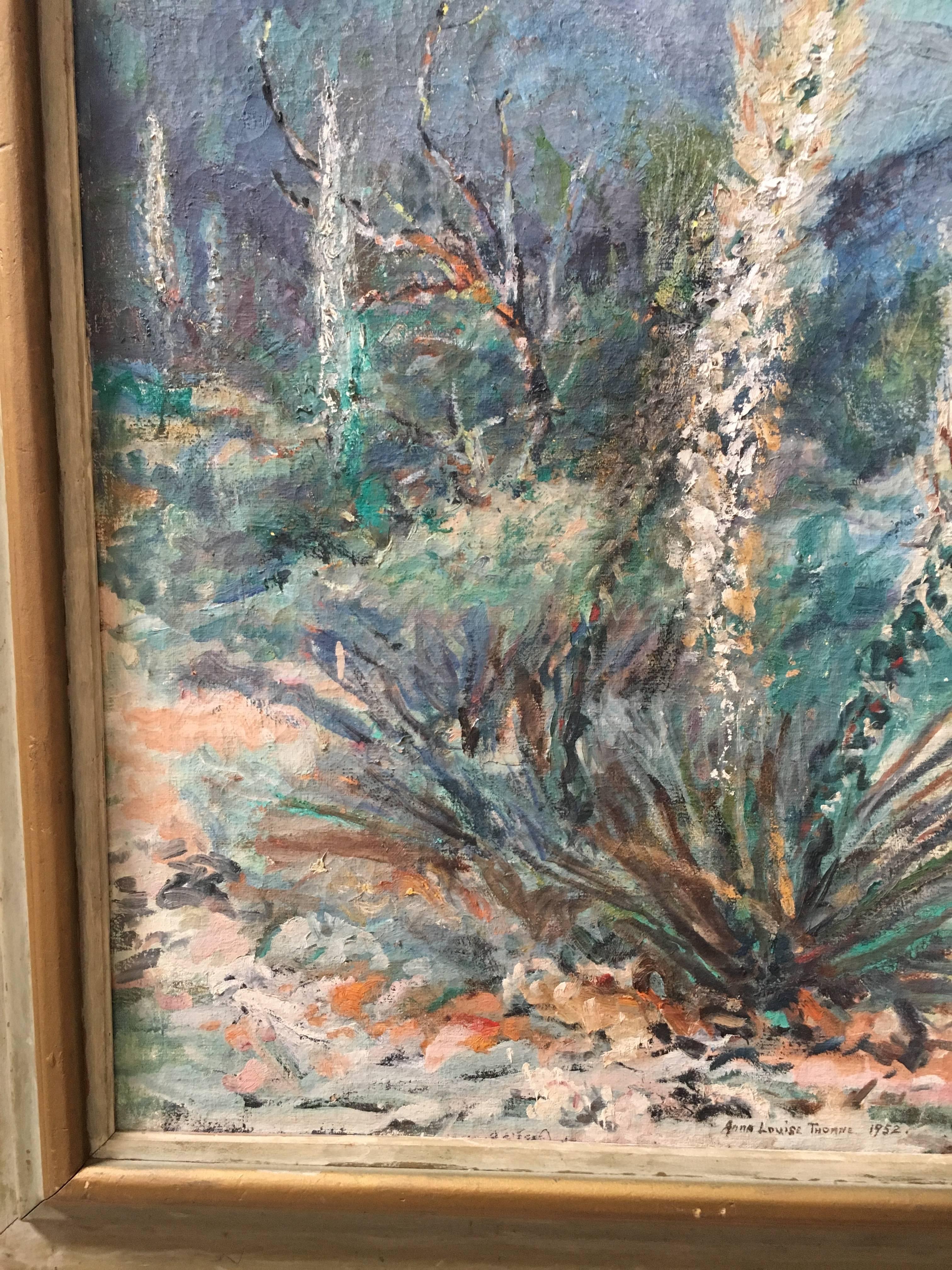 American Yucca Valley Oil on Canvas Painting by Anna Louise Thorne, 1952