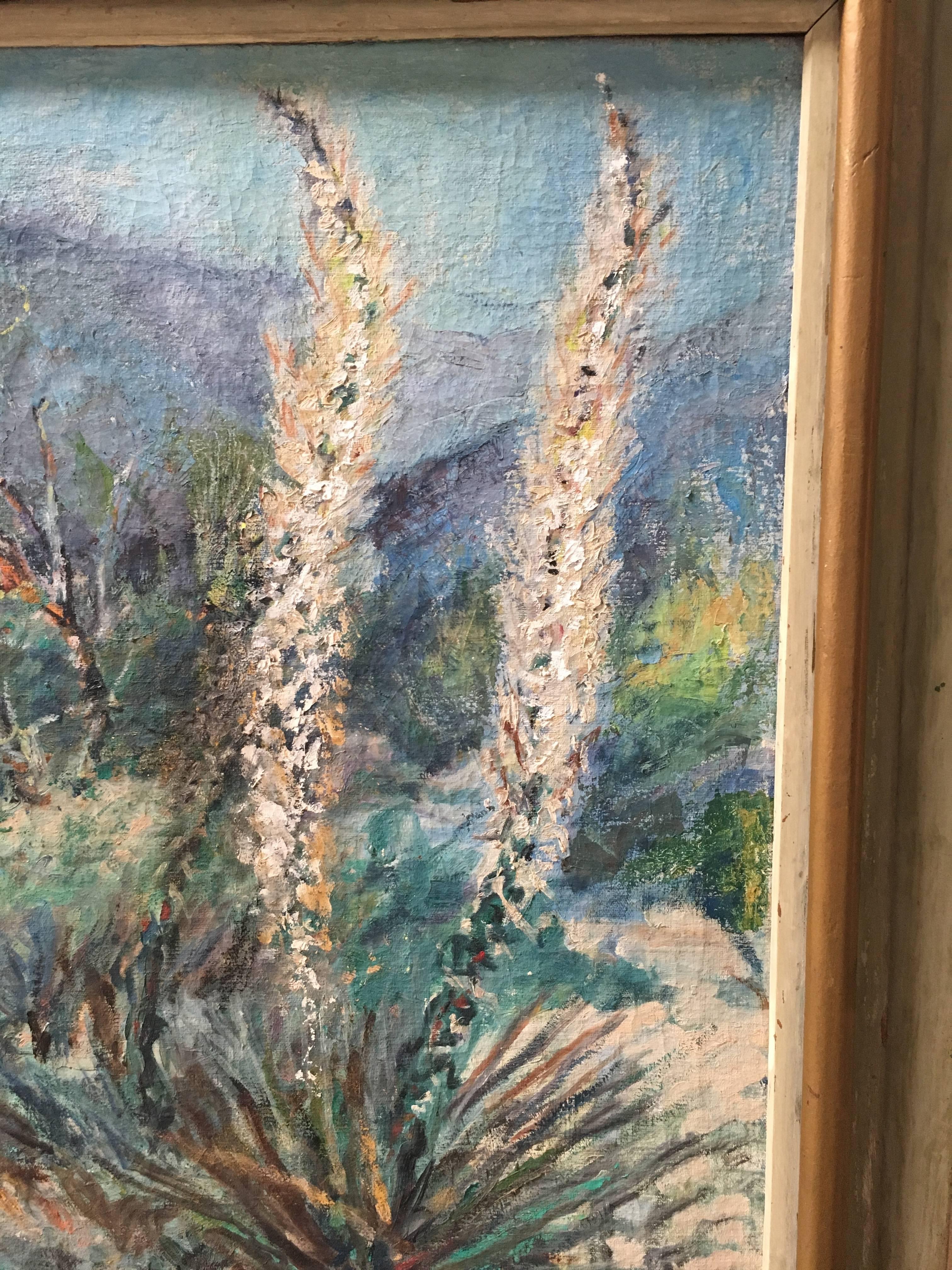 Yucca Valley Oil on Canvas Painting by Anna Louise Thorne, 1952 In Good Condition In Denton, TX