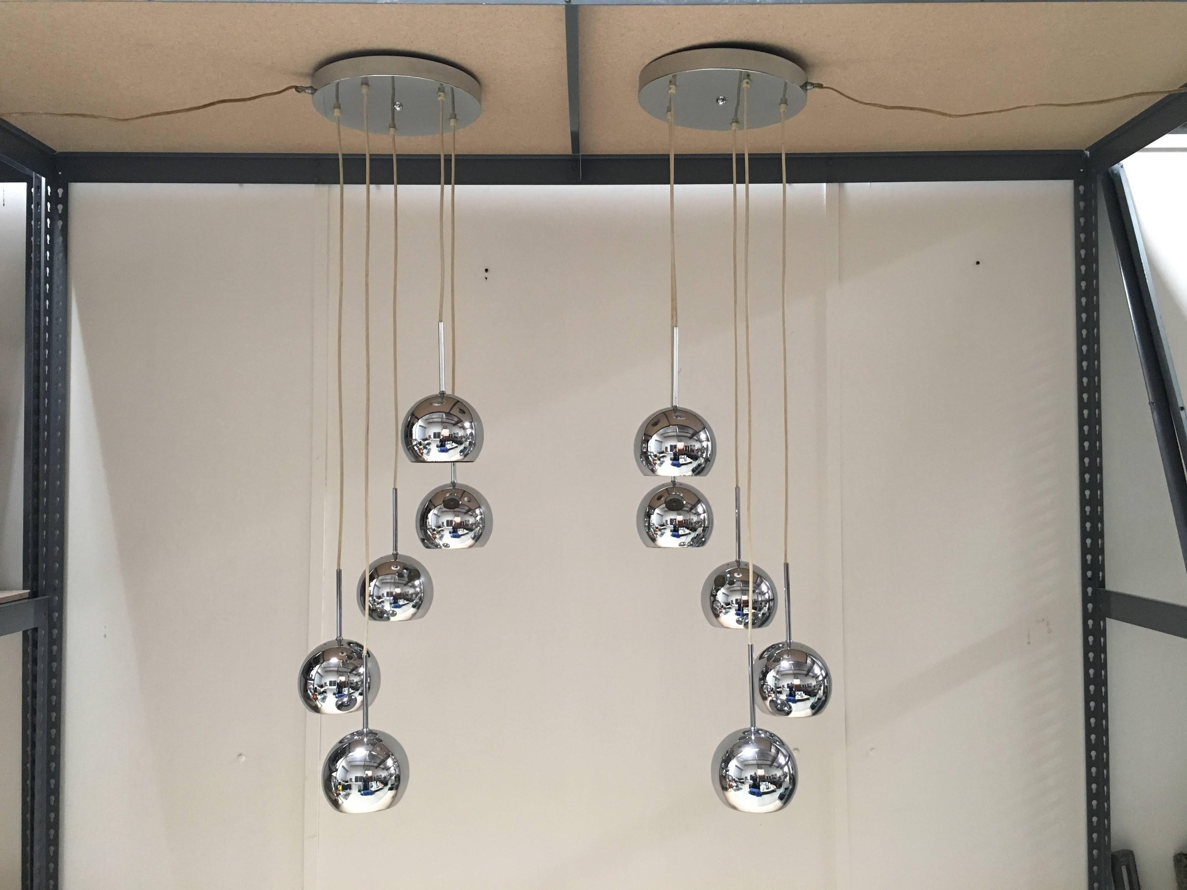 Pair of 20th Century Chrome Sphere Lamps  2