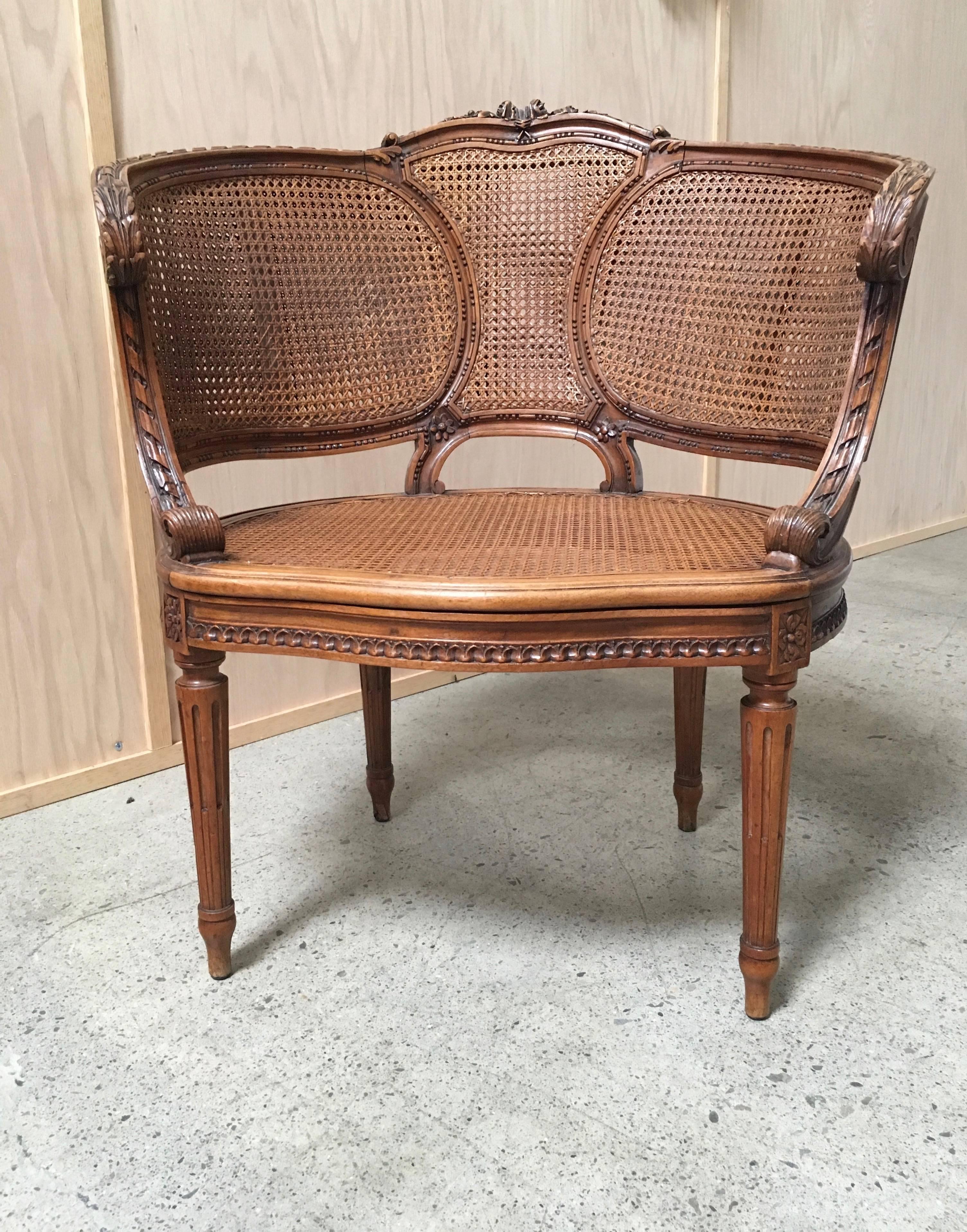 20th Century Louis XVI Style Double Cane Chairs