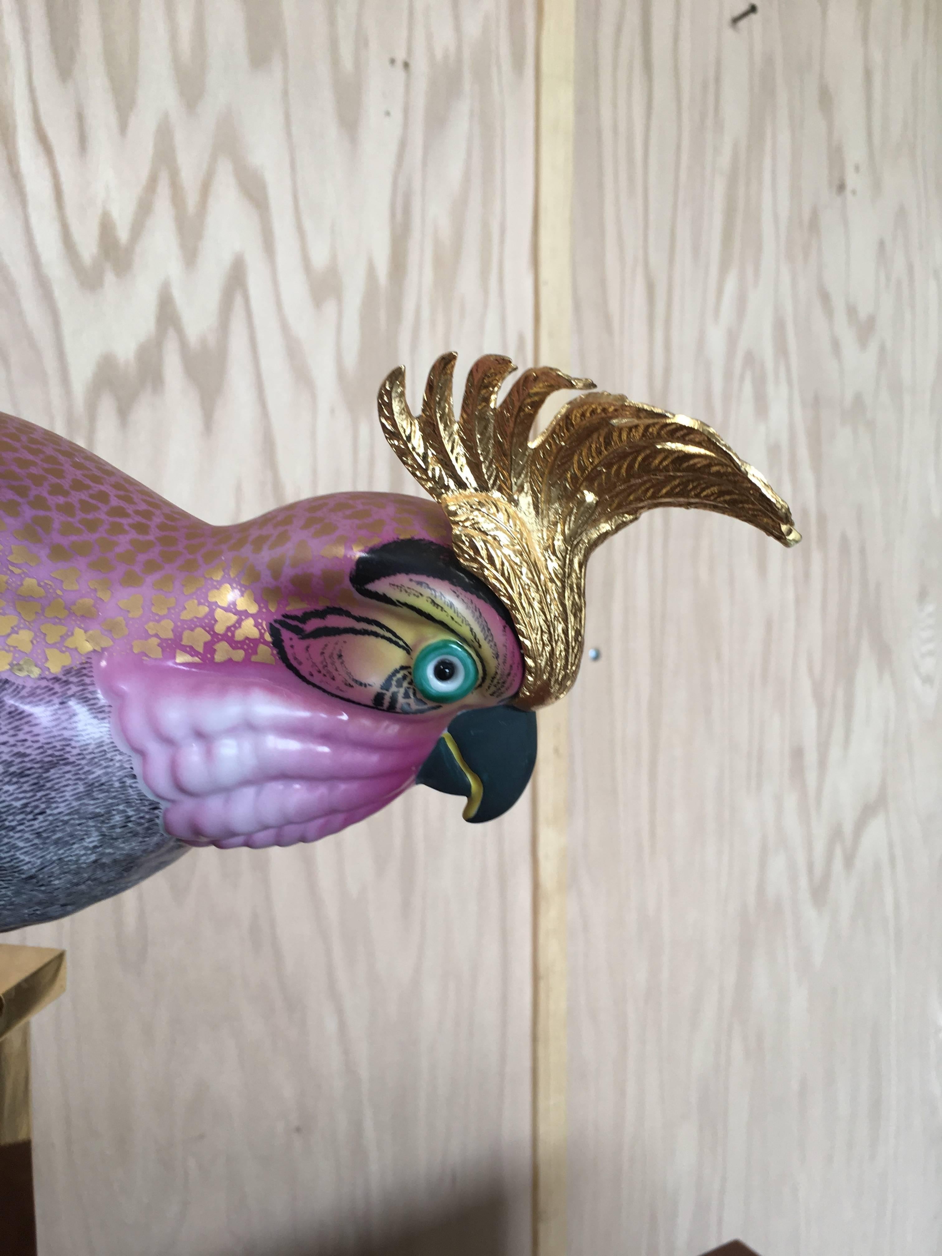 Italian Mangani for Oggetti Hand-Painted Stylized Cockatoo Sculpture