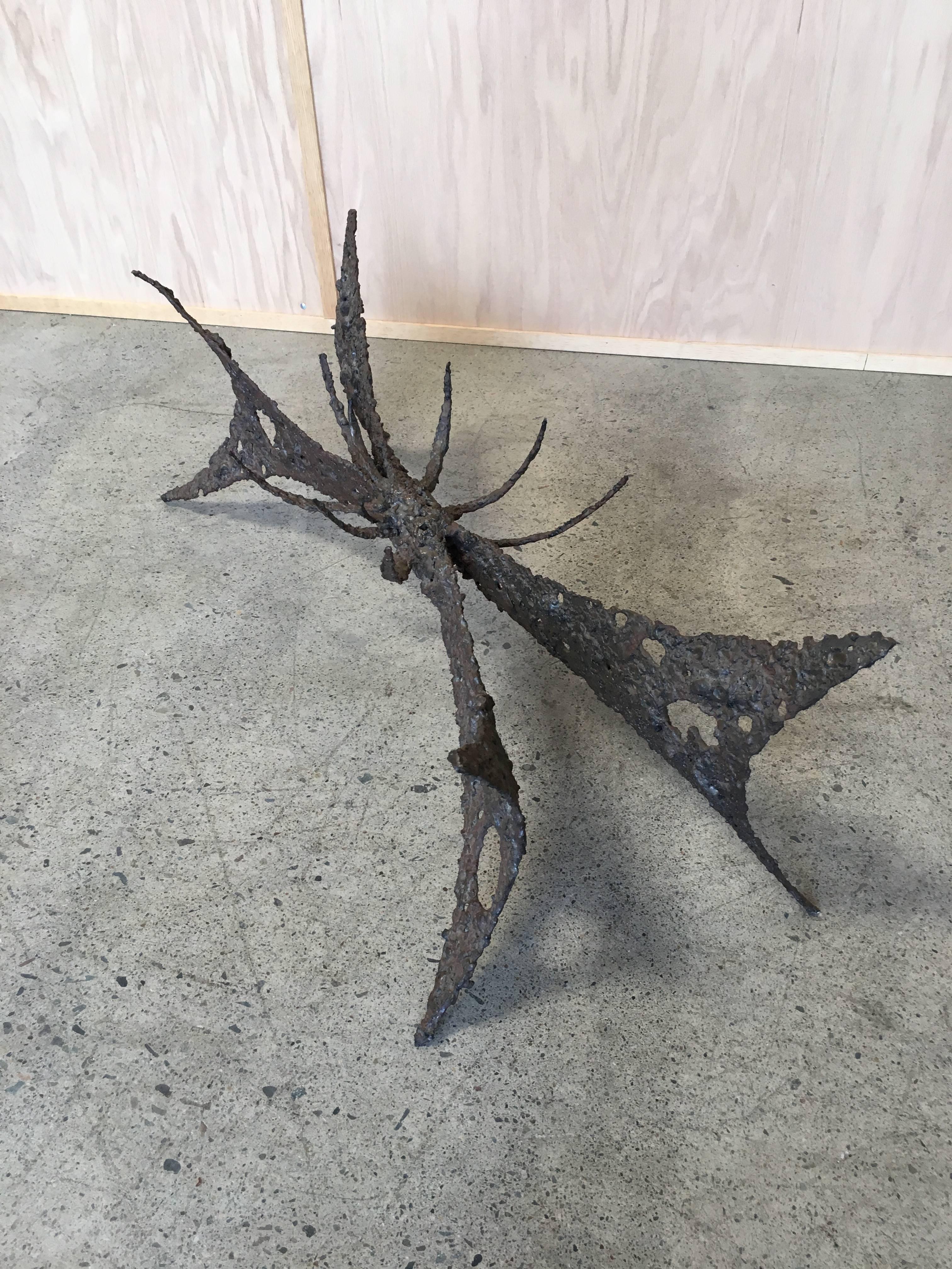 American Sculptural Brutalist Torch Cut Coffee Table Base