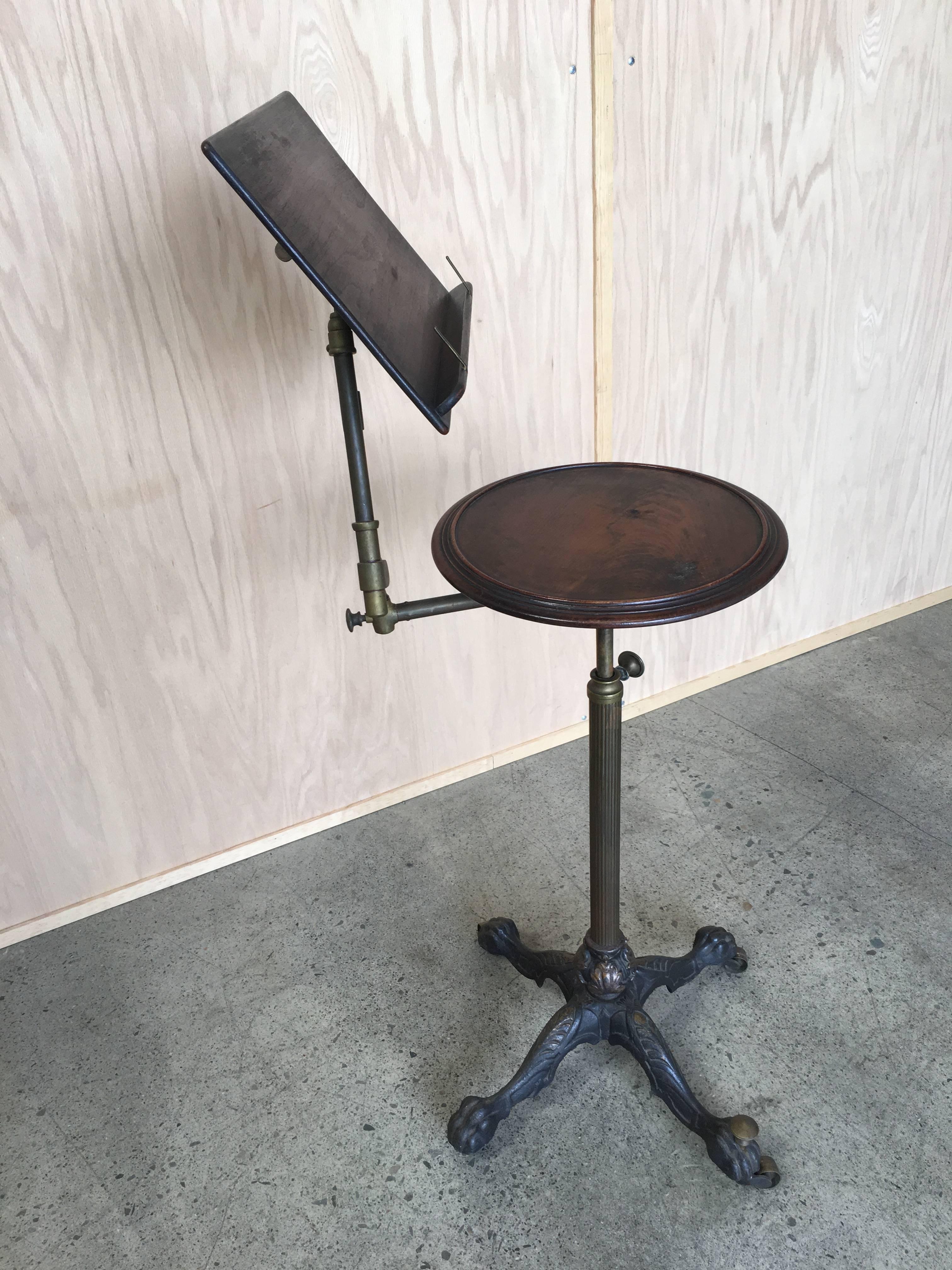 Iron 19th Century Mechanical Music Stand with Candle Table   MOVING SALE!!!!