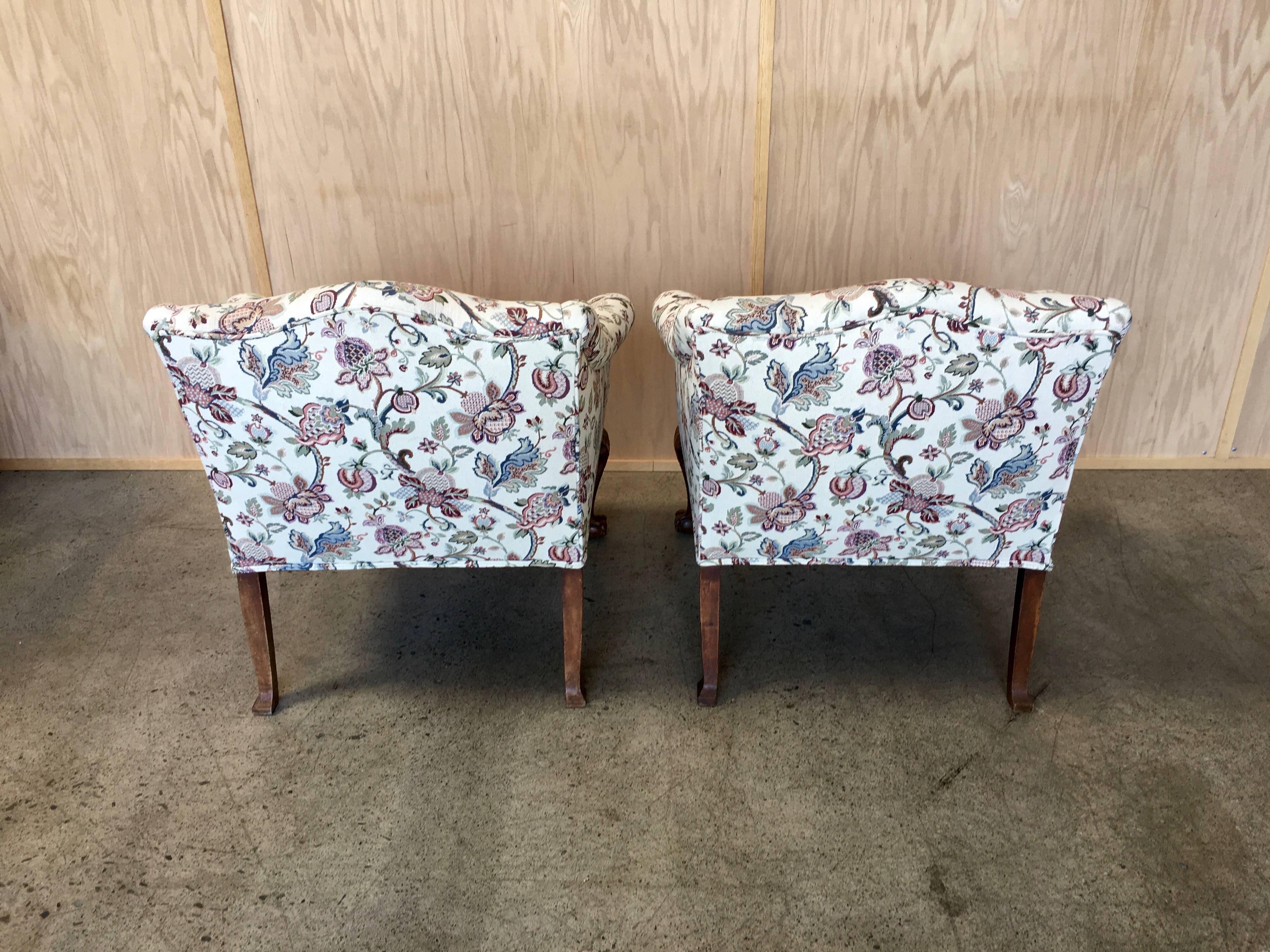 Upholstery Pair of George III Style Lounge Chairs