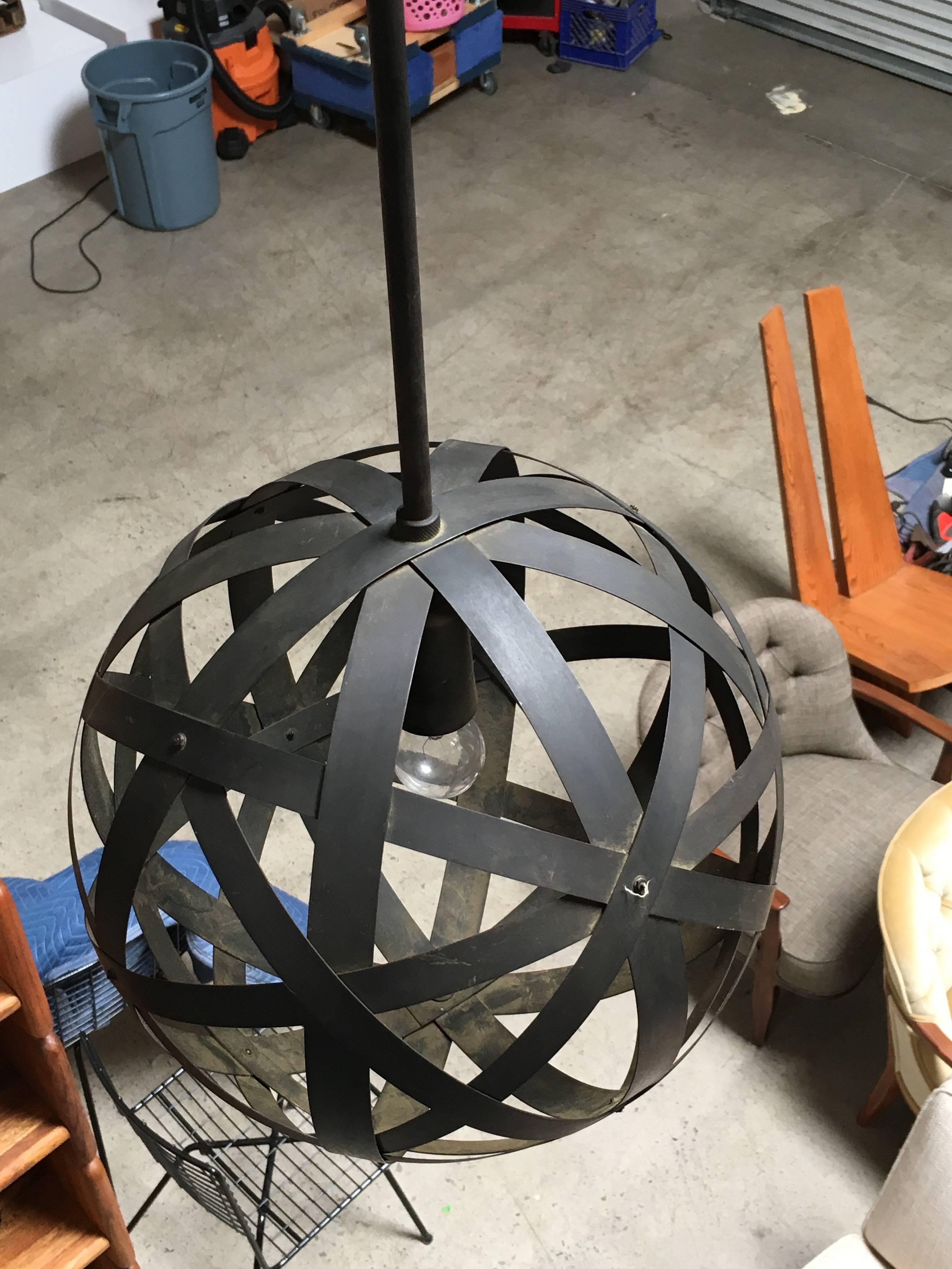 American Strapped Metal Sphere Pendant Lamp