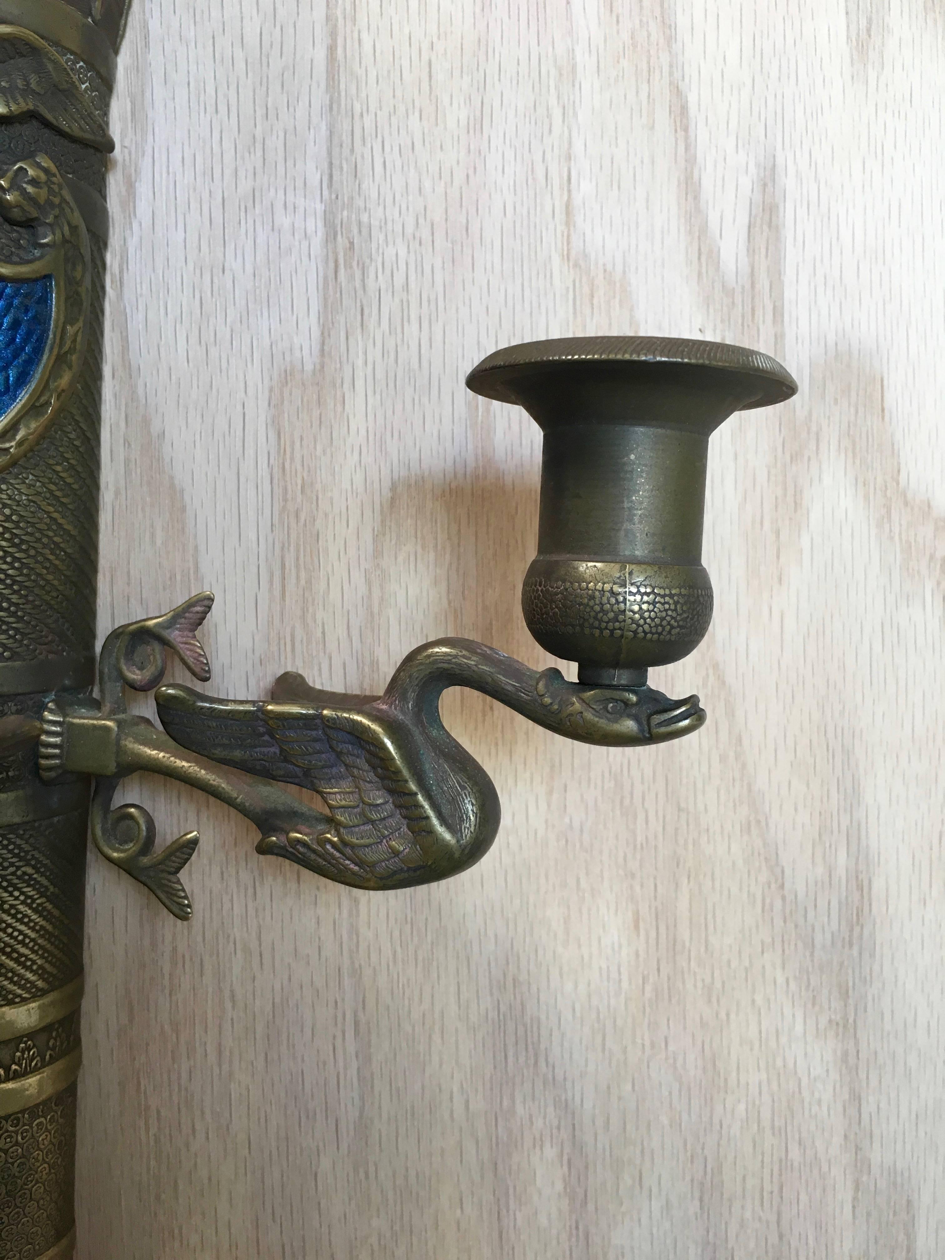 20th Century Pair of Brass Neoclassical Revival Sconces For Sale