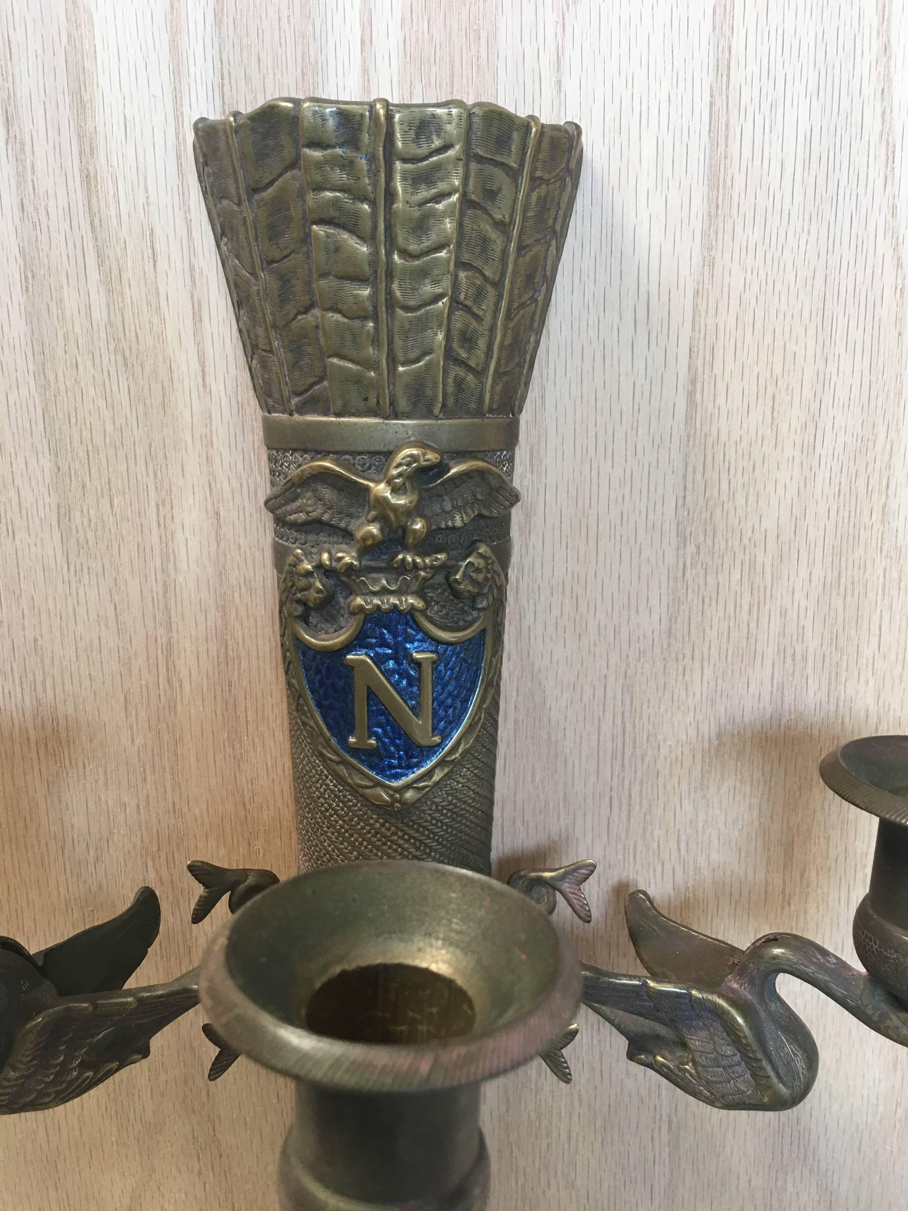 Pair of Brass Neoclassical Revival Sconces For Sale 4