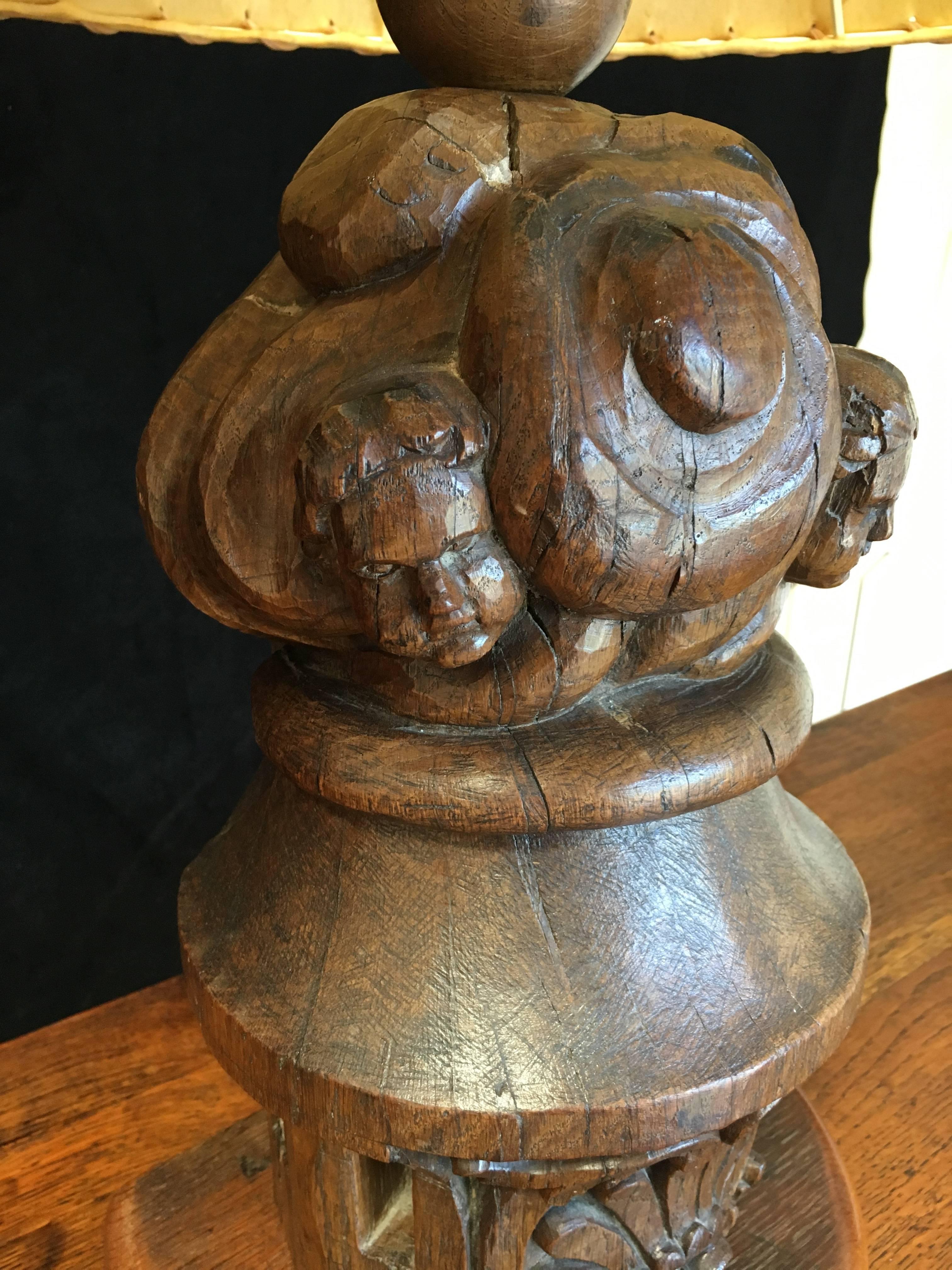 18th Century Architectural Element Lamp Conversion In Good Condition For Sale In Denton, TX