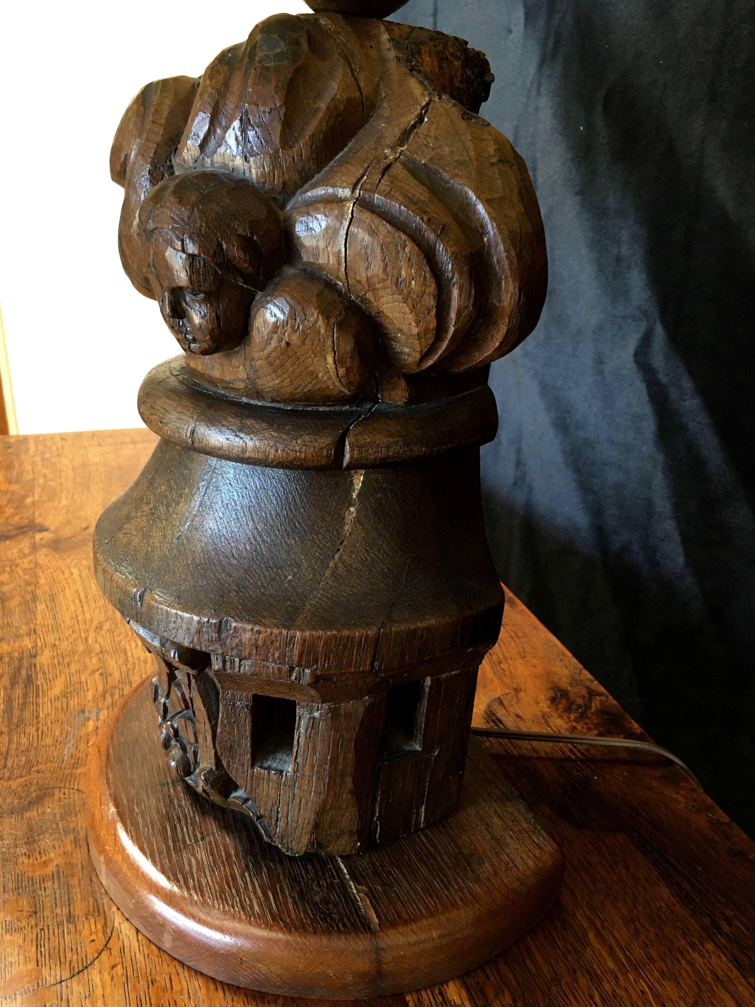 Goatskin 18th Century Architectural Element Lamp Conversion For Sale