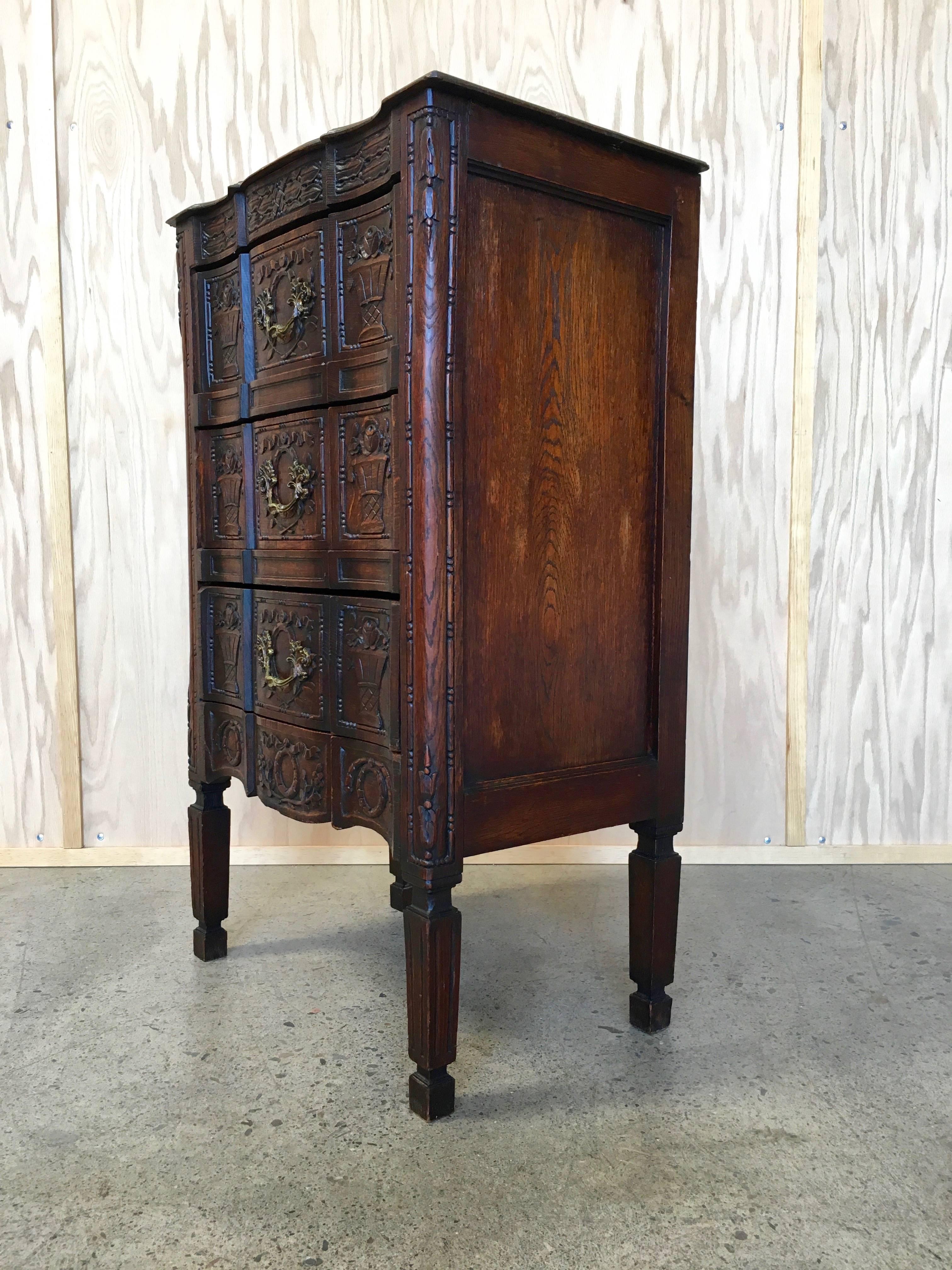 French Petite Rustic Dresser with Panier de Fleur Panels