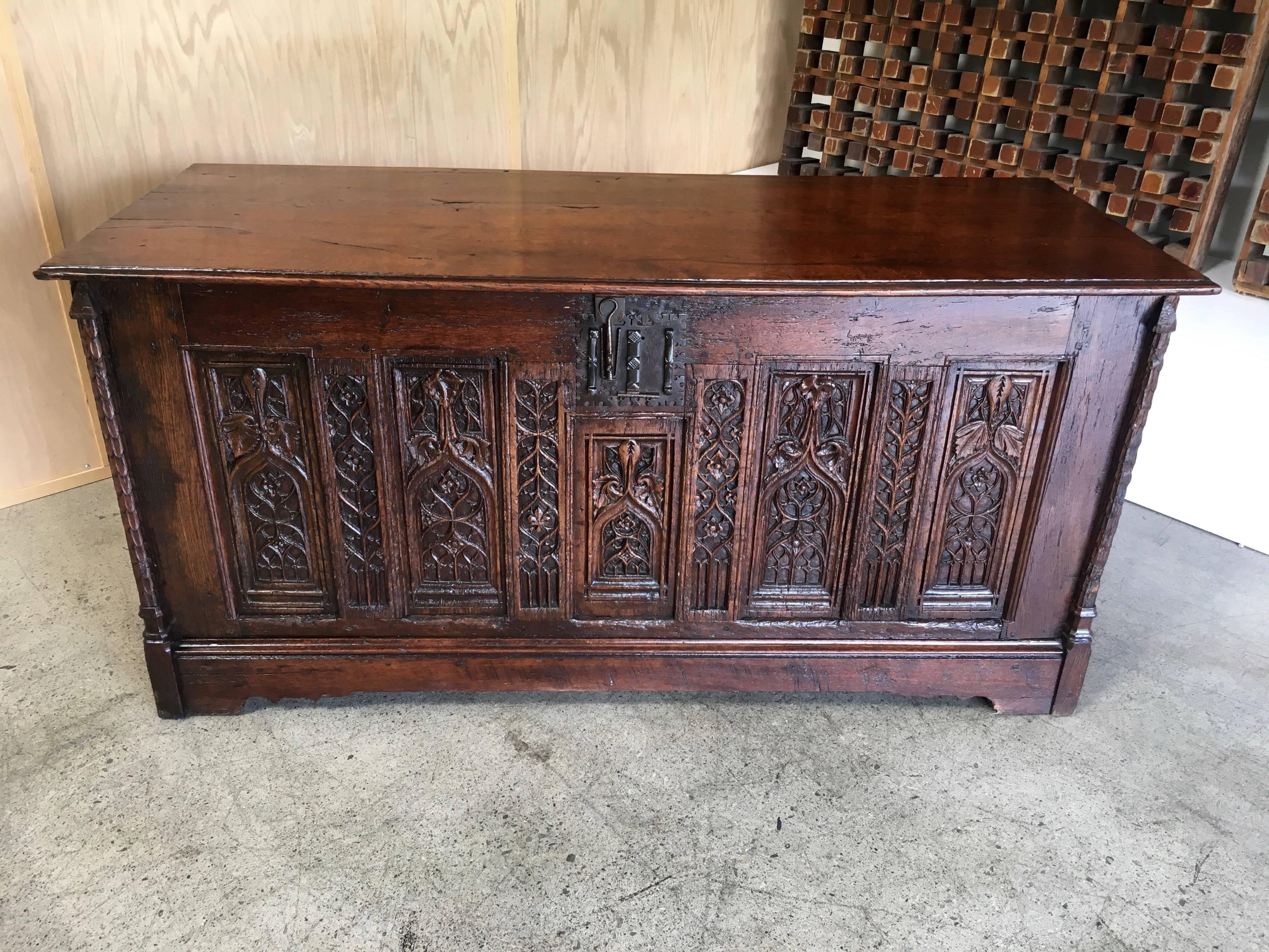 18th Century and Earlier Gothic Desk Converted from a Chest