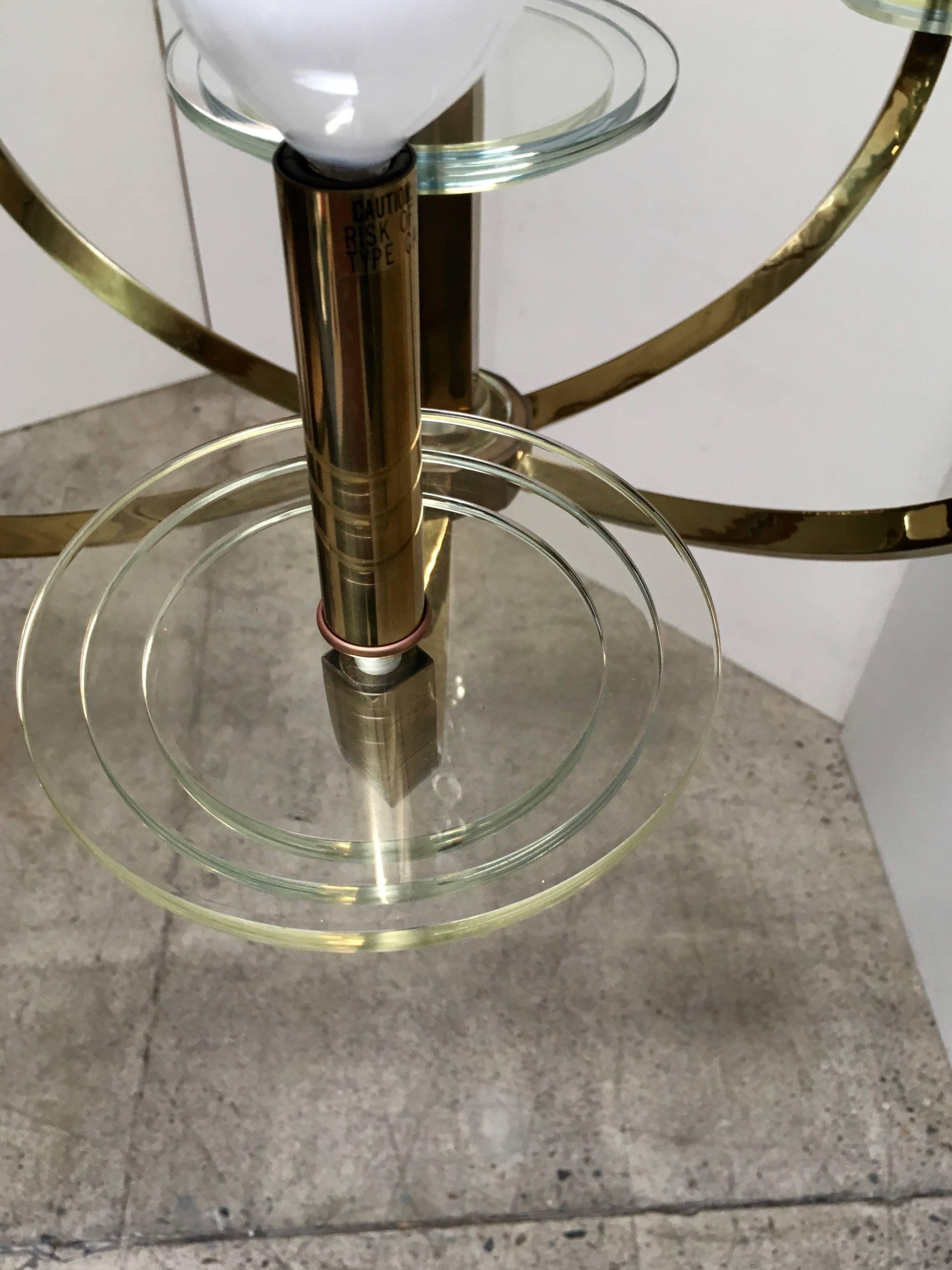 20th Century Brass and Lucite Chandelier 1