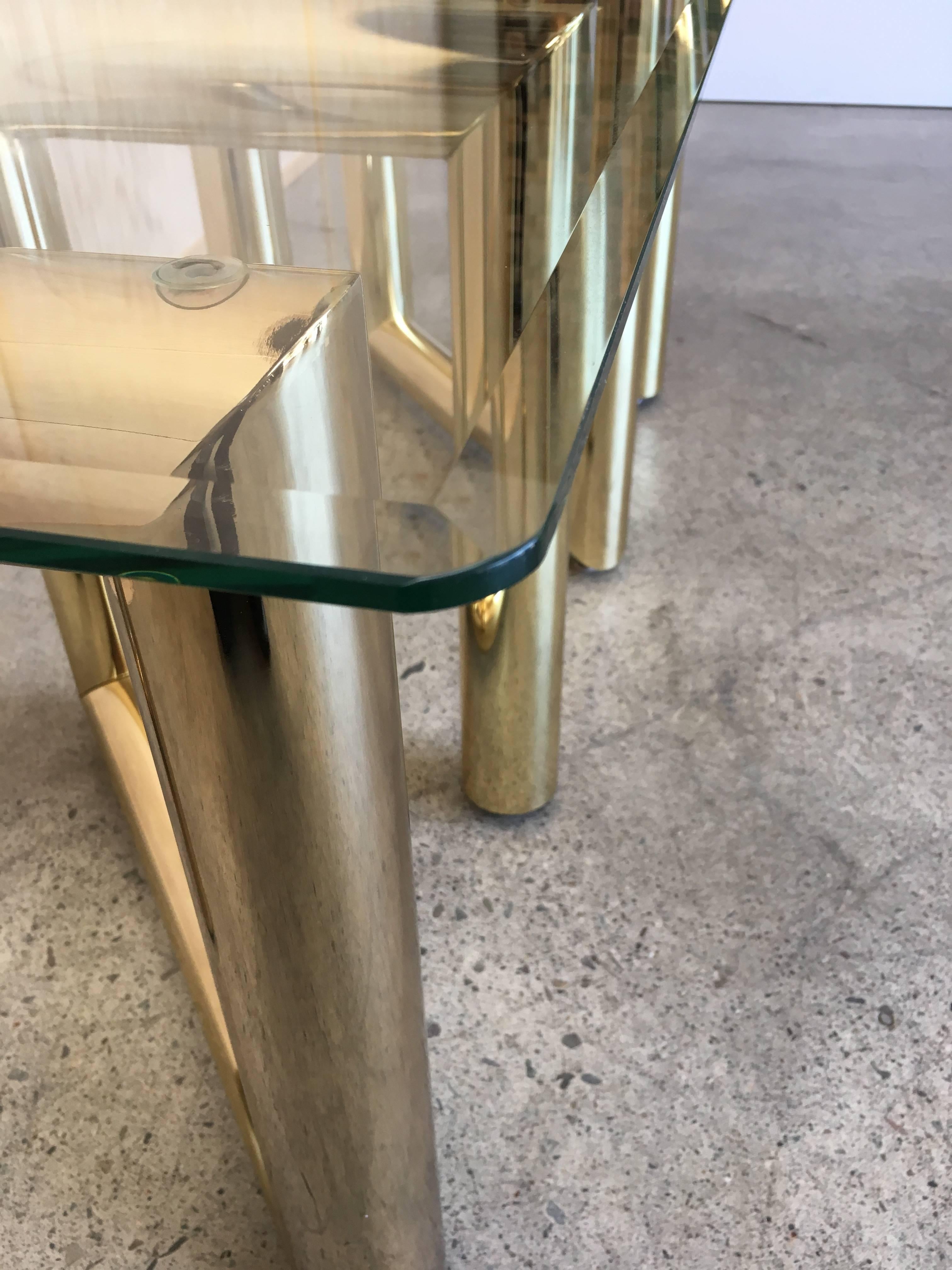 Pair of Brass Tubular Side Tables In Good Condition In Denton, TX