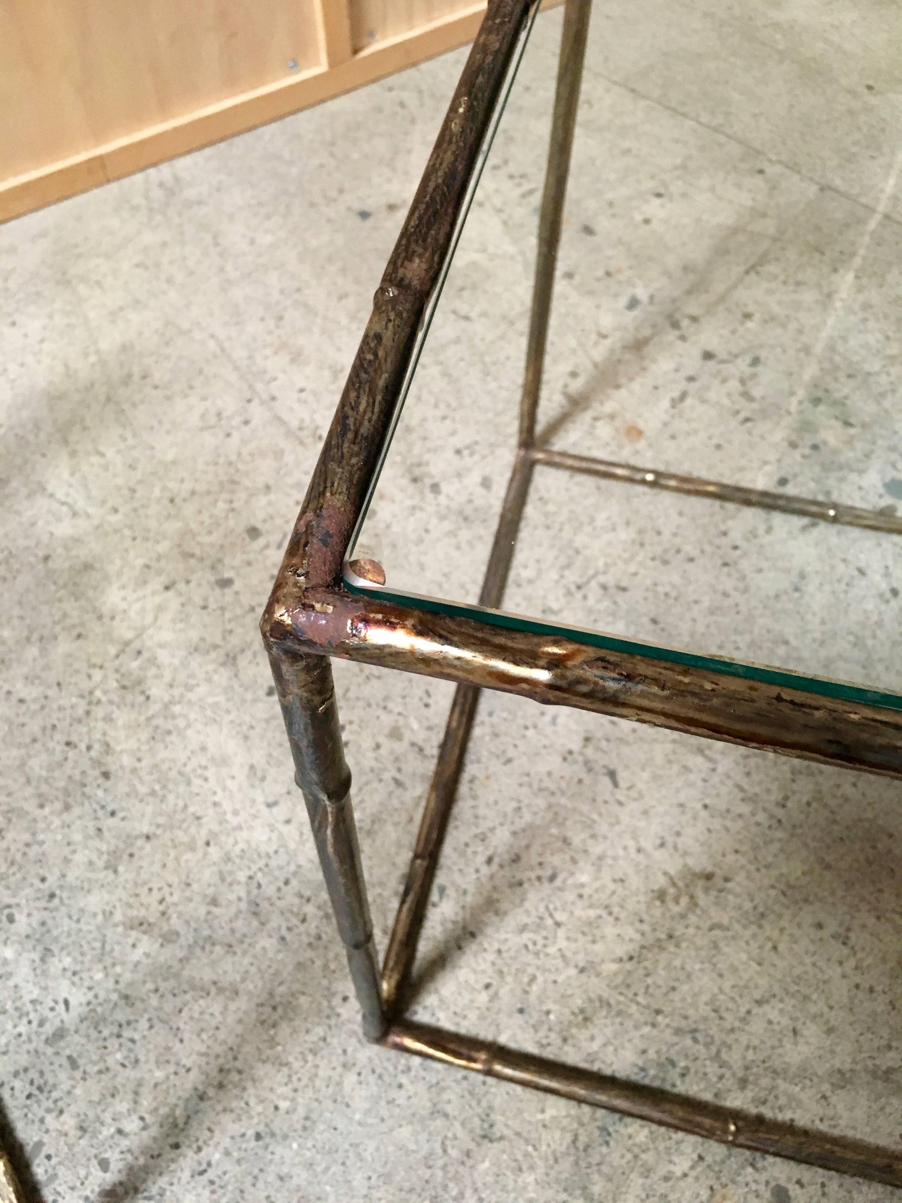 Unknown Pair of Geometric Faux Bamboo End Tables