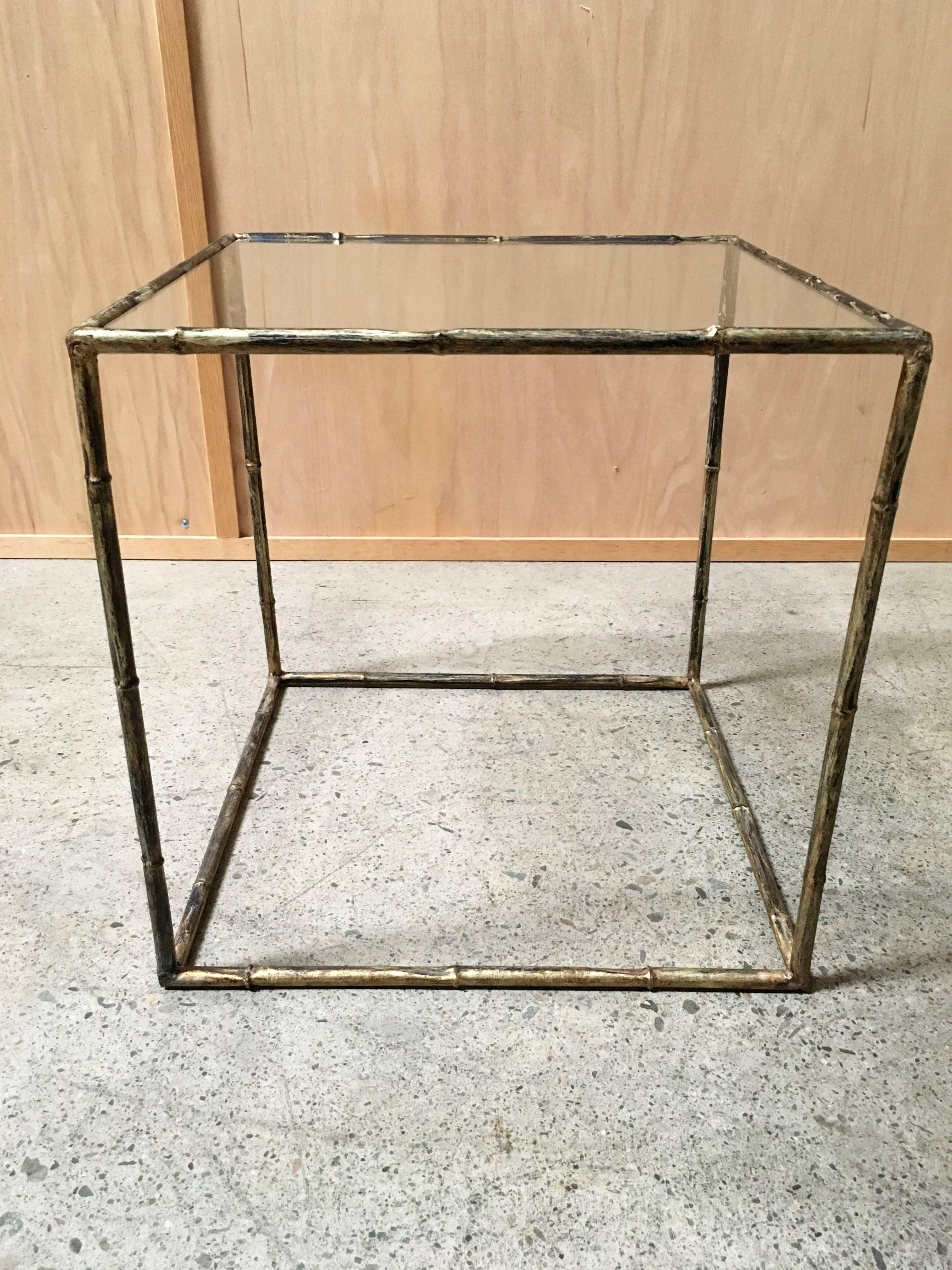 Pair of Geometric Faux Bamboo End Tables In Good Condition In Denton, TX