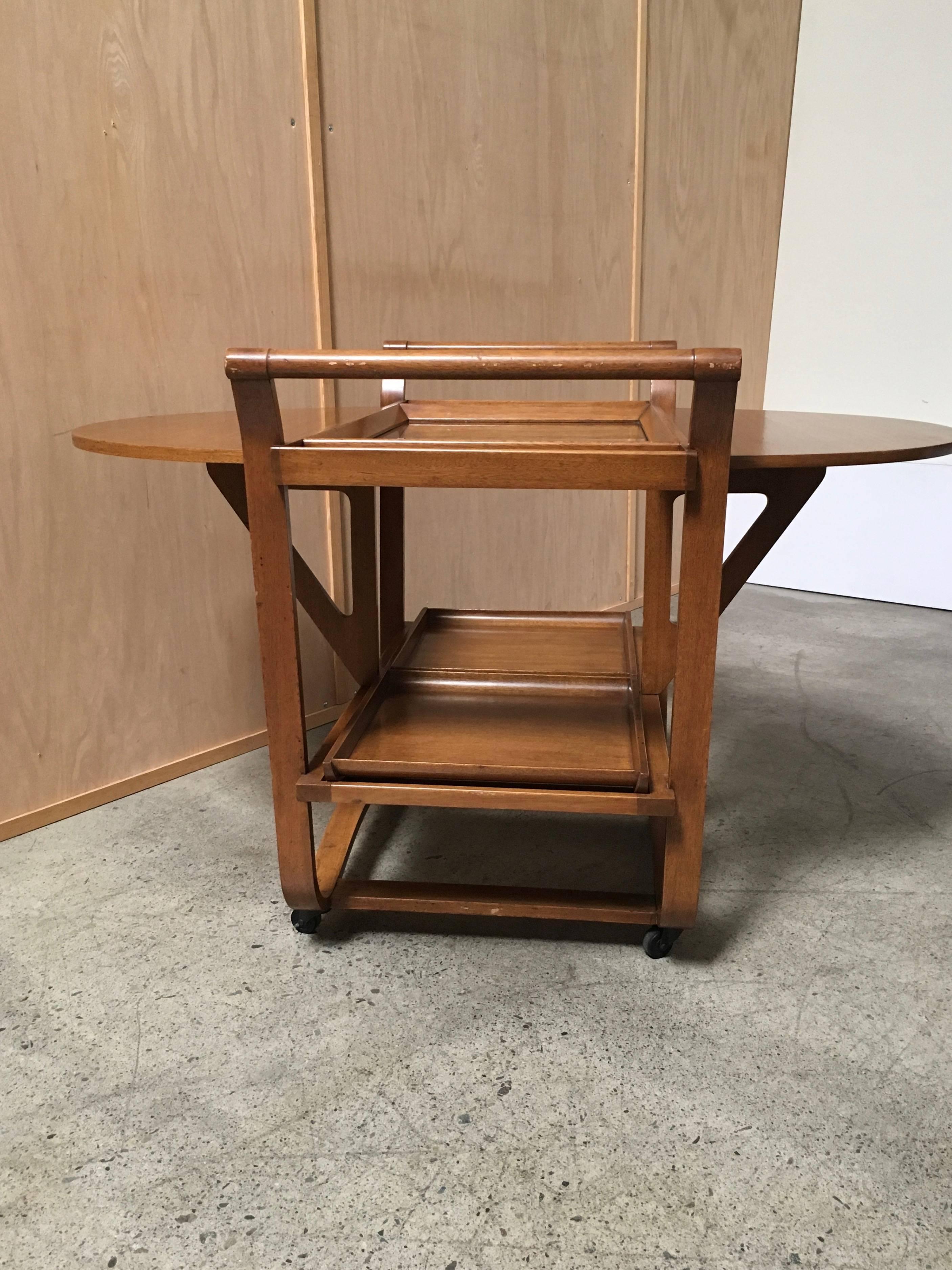 Edward Wormley for Dunbar Drop Leaf Bar Cart In Good Condition In Denton, TX