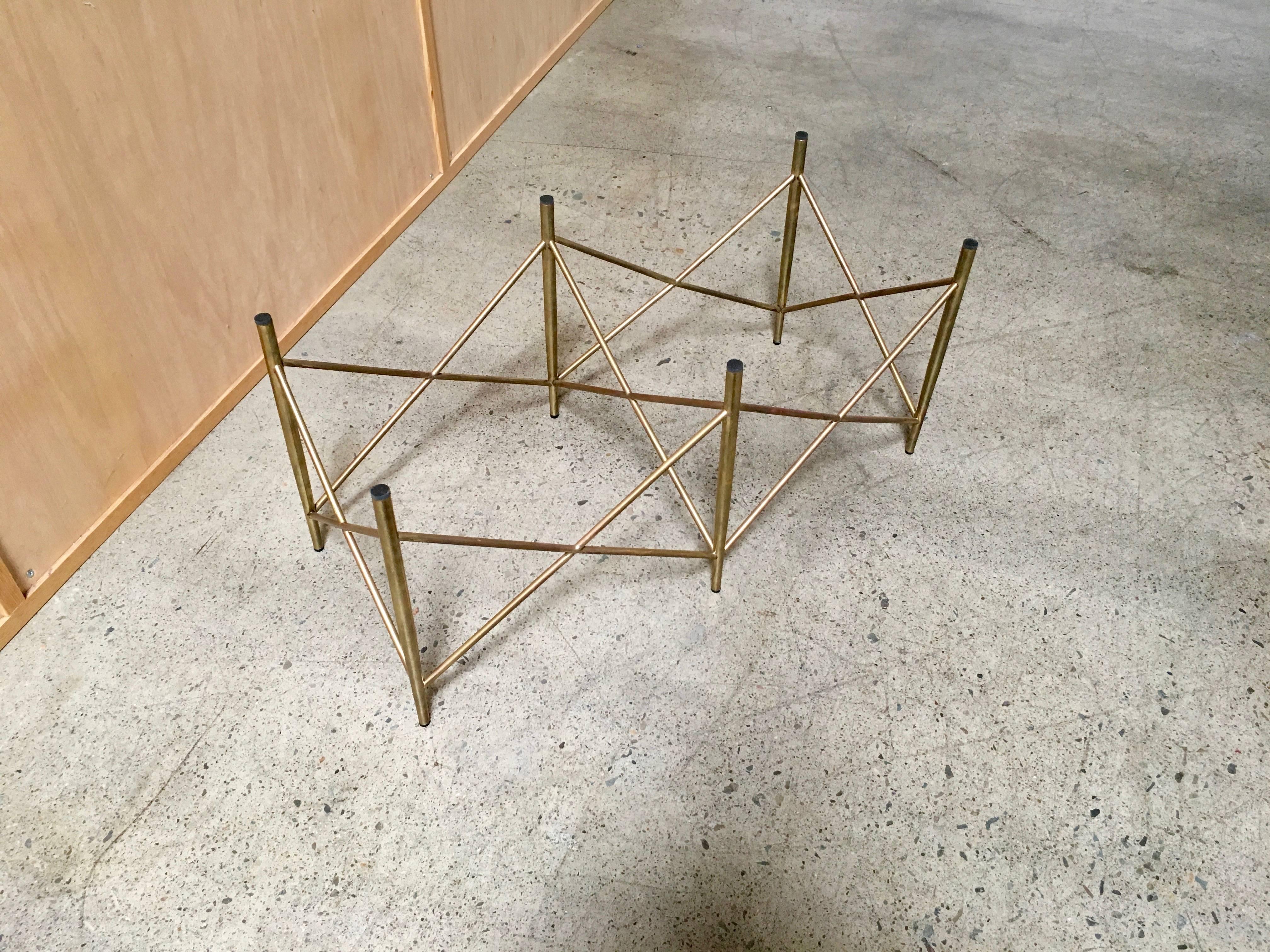 Brass X-base cocktail table base no glass included.