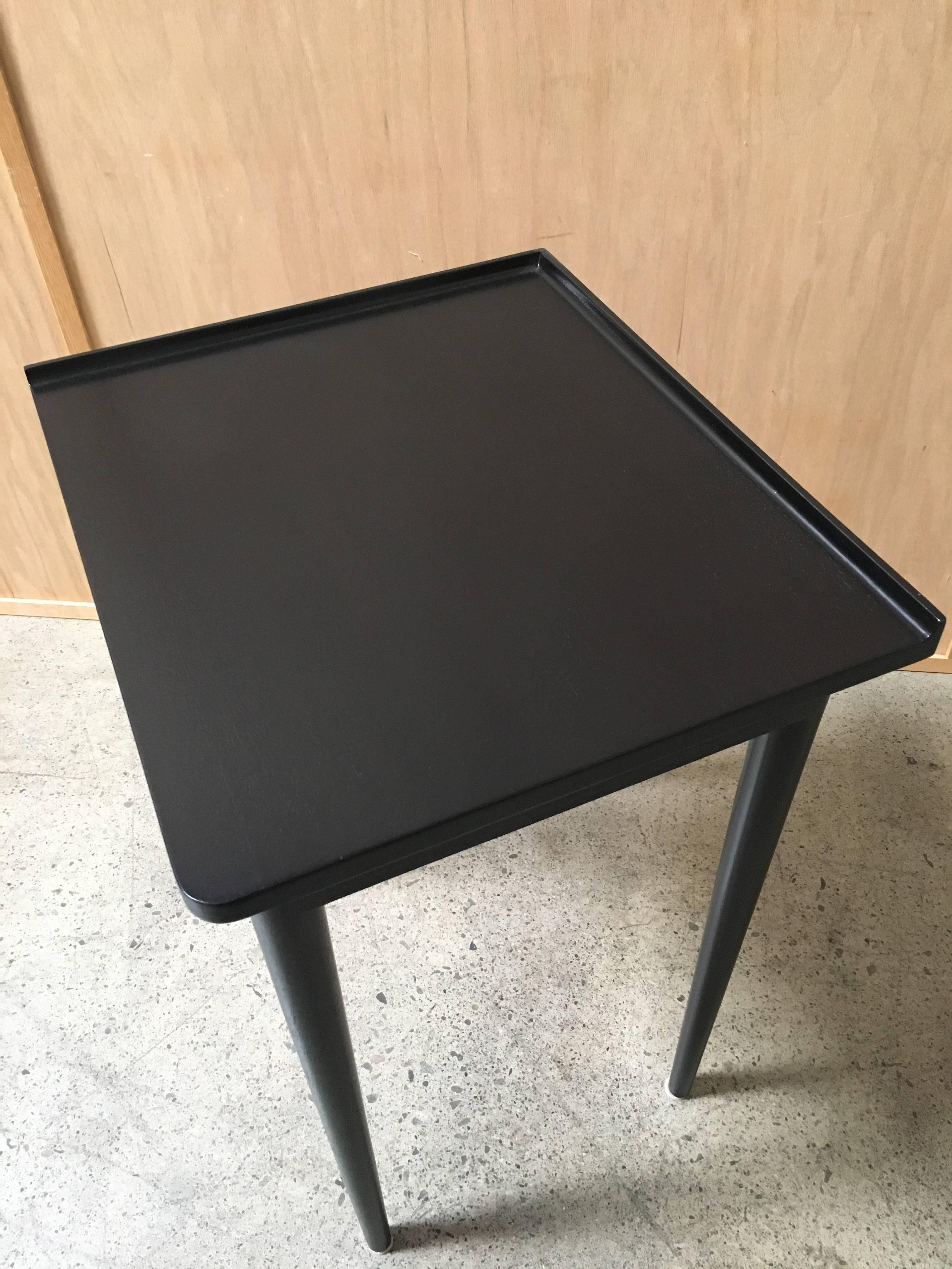 Custom Dunbar ebonized corner table by Edward Wormley.