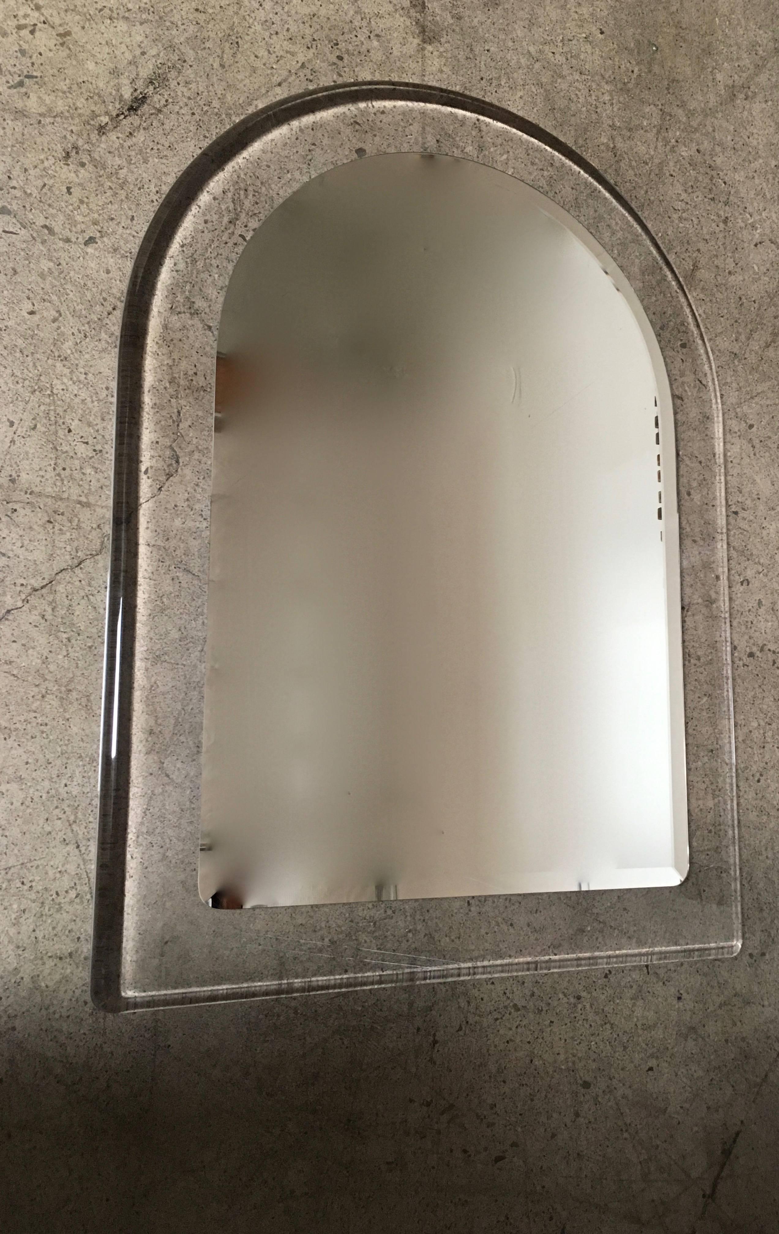 Modern 20th Century Lucite Frame with Beveled Mirror