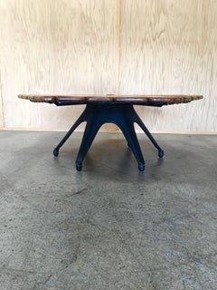 20th Century Palm Wood and Leather Coffee Table